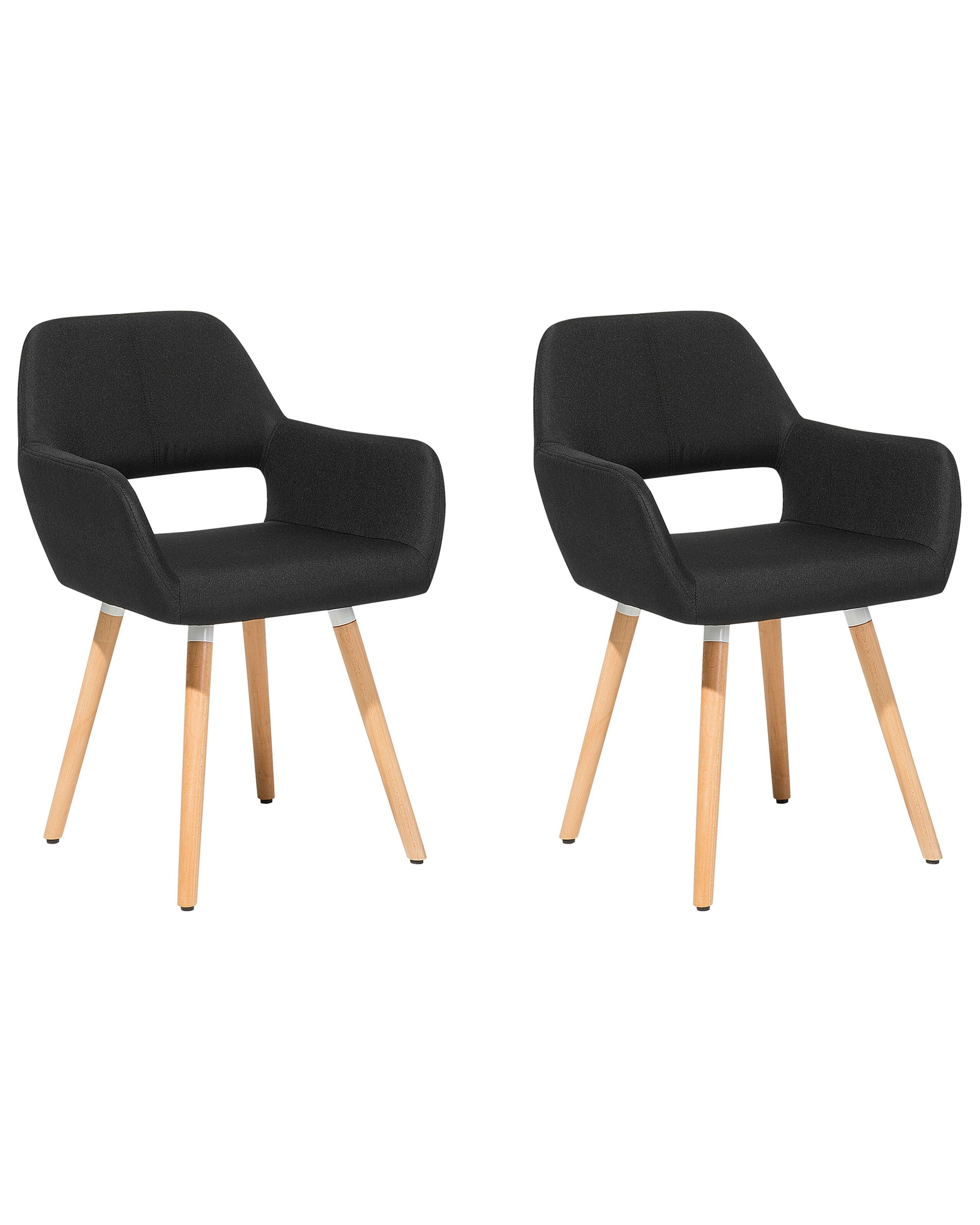 Set of 2 Fabric Dining Chairs Black CHICAGO - Gemini Interiors