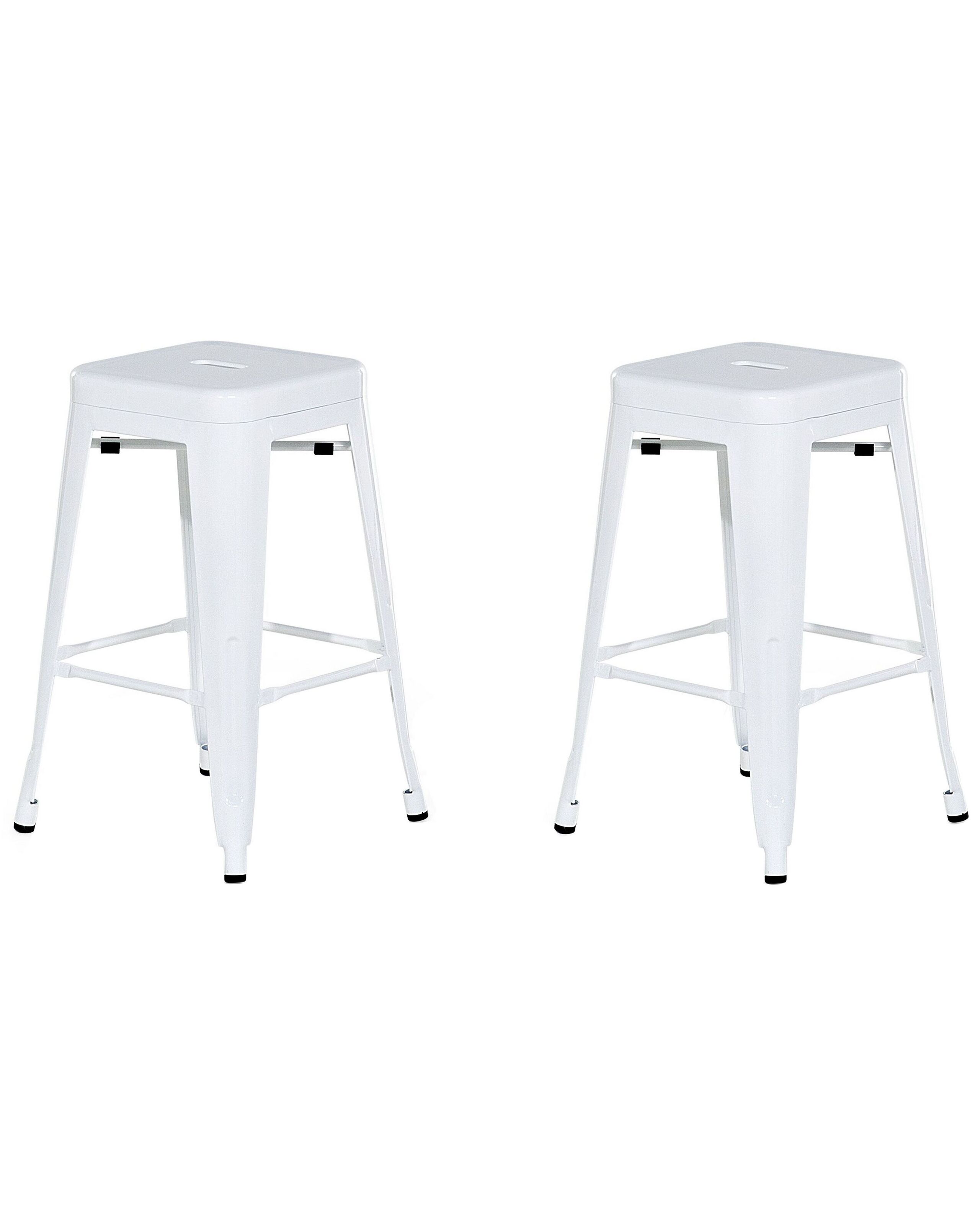 Set of 2 Bar Stools 60 cm White CABRILLO - Gemini Interiors