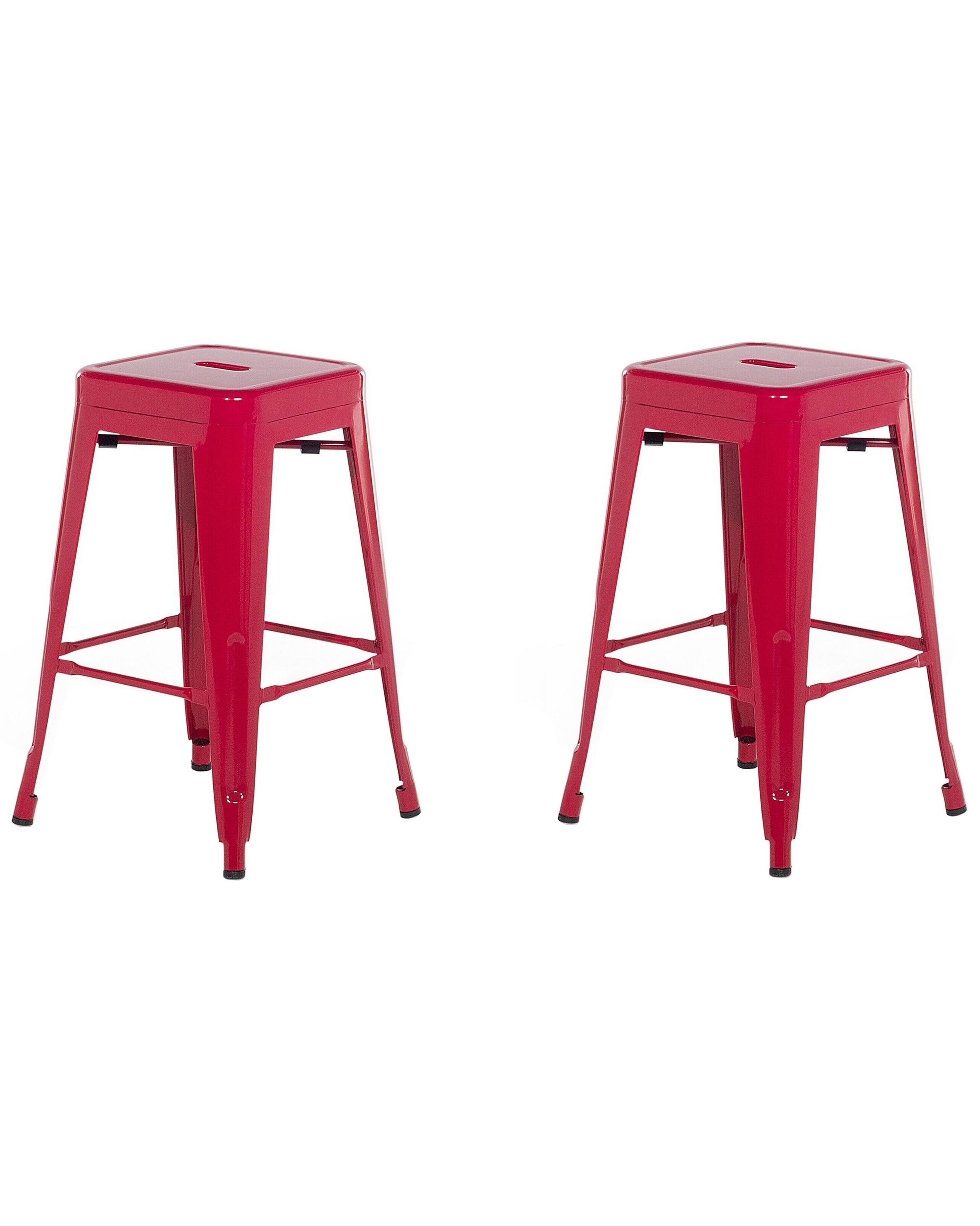 Set of 2 Bar Stools 60 cm Red CABRILLO - Gemini Interiors