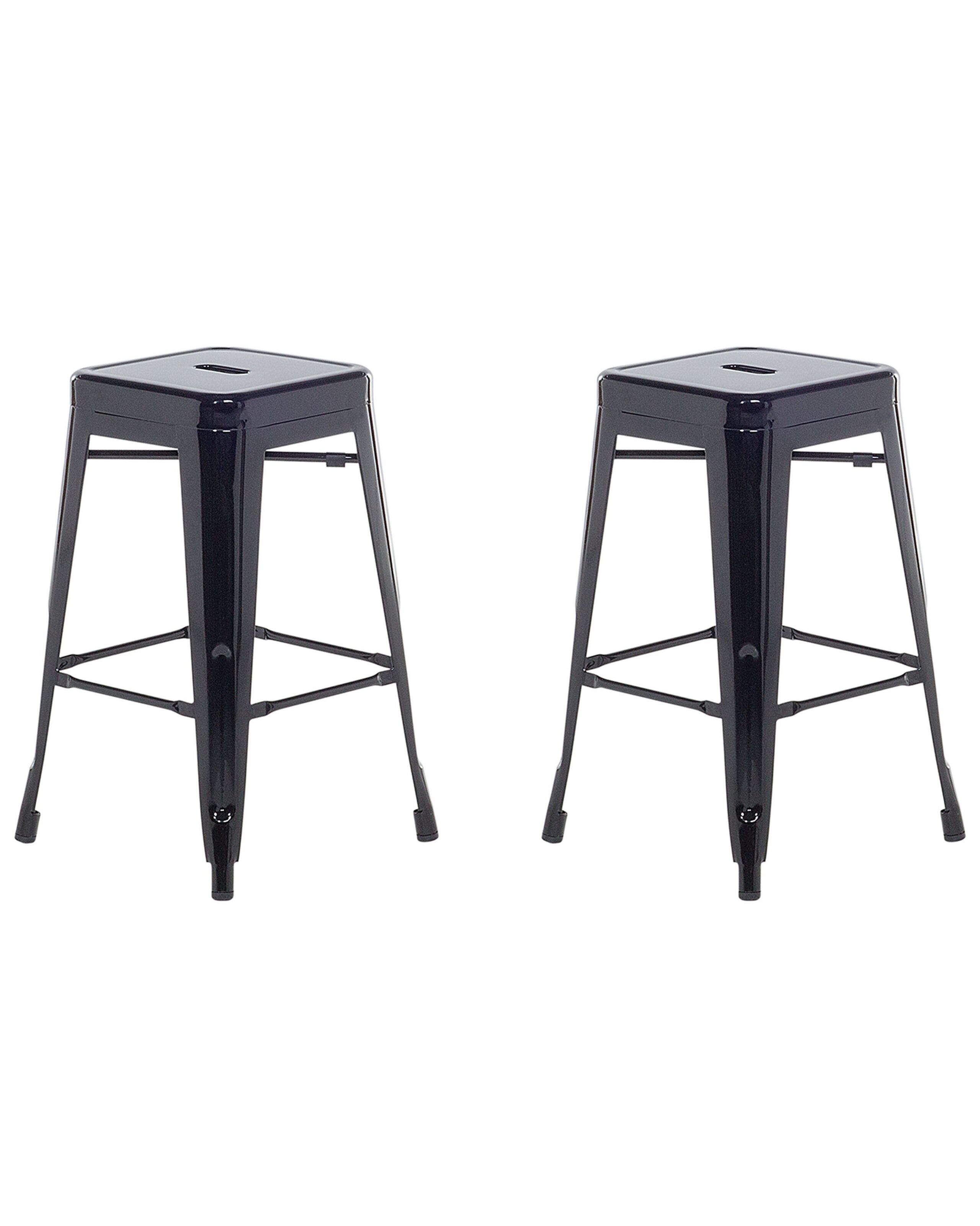 Set of 2 Bar Stools 60 cm Black CABRILLO - Gemini Interiors