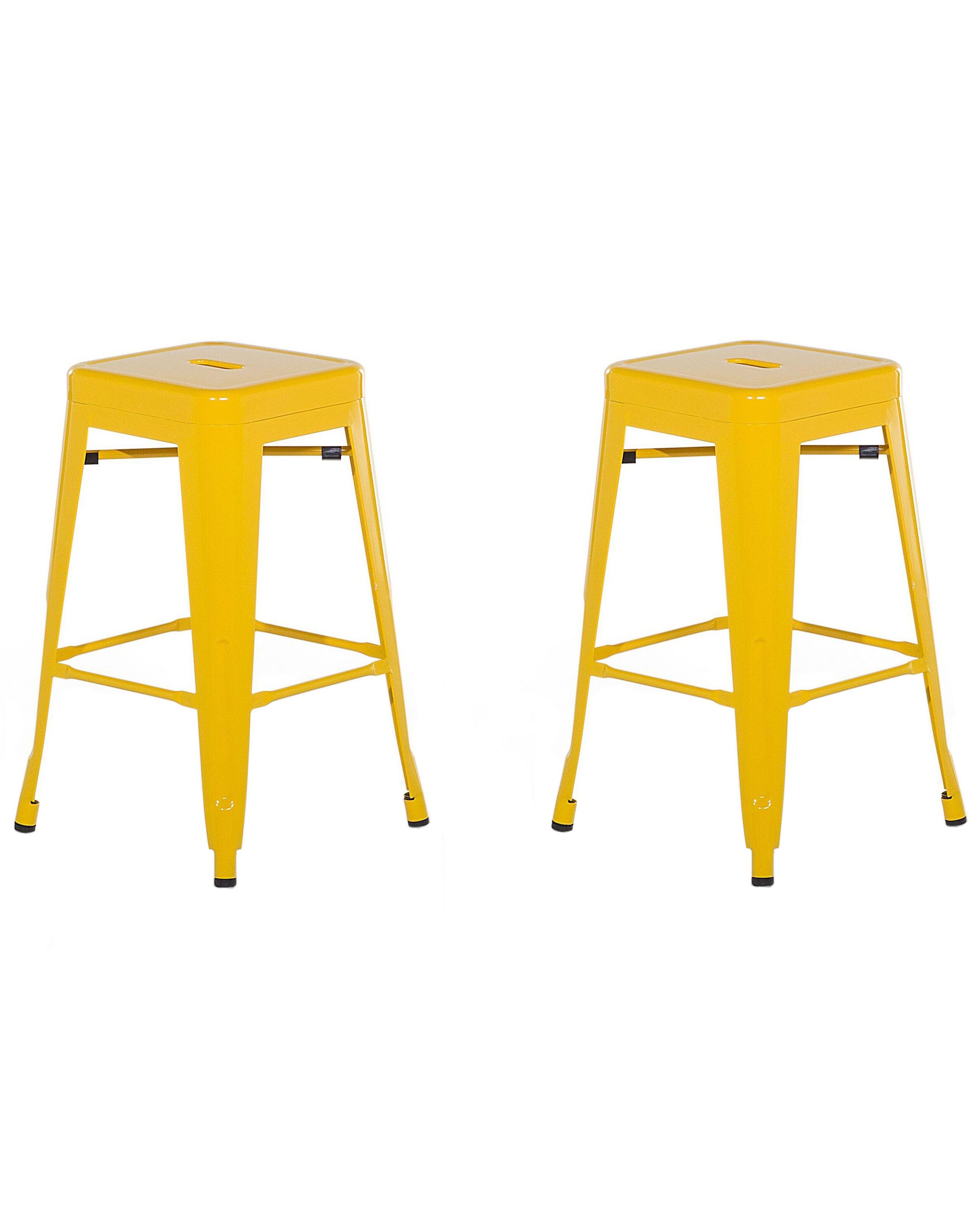 Set of 2 Metal Stools 60 cm Yellow CABRILLO - Gemini Interiors