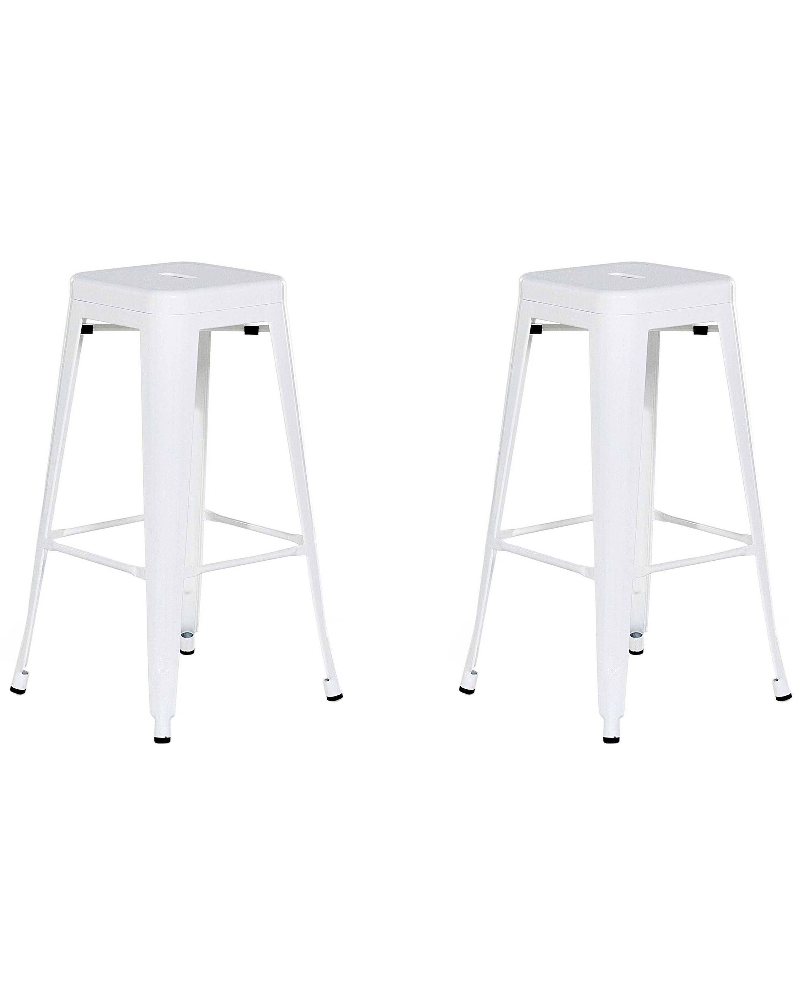 Set of 2 Bar Stools 76 cm White CABRILLO - Gemini Interiors