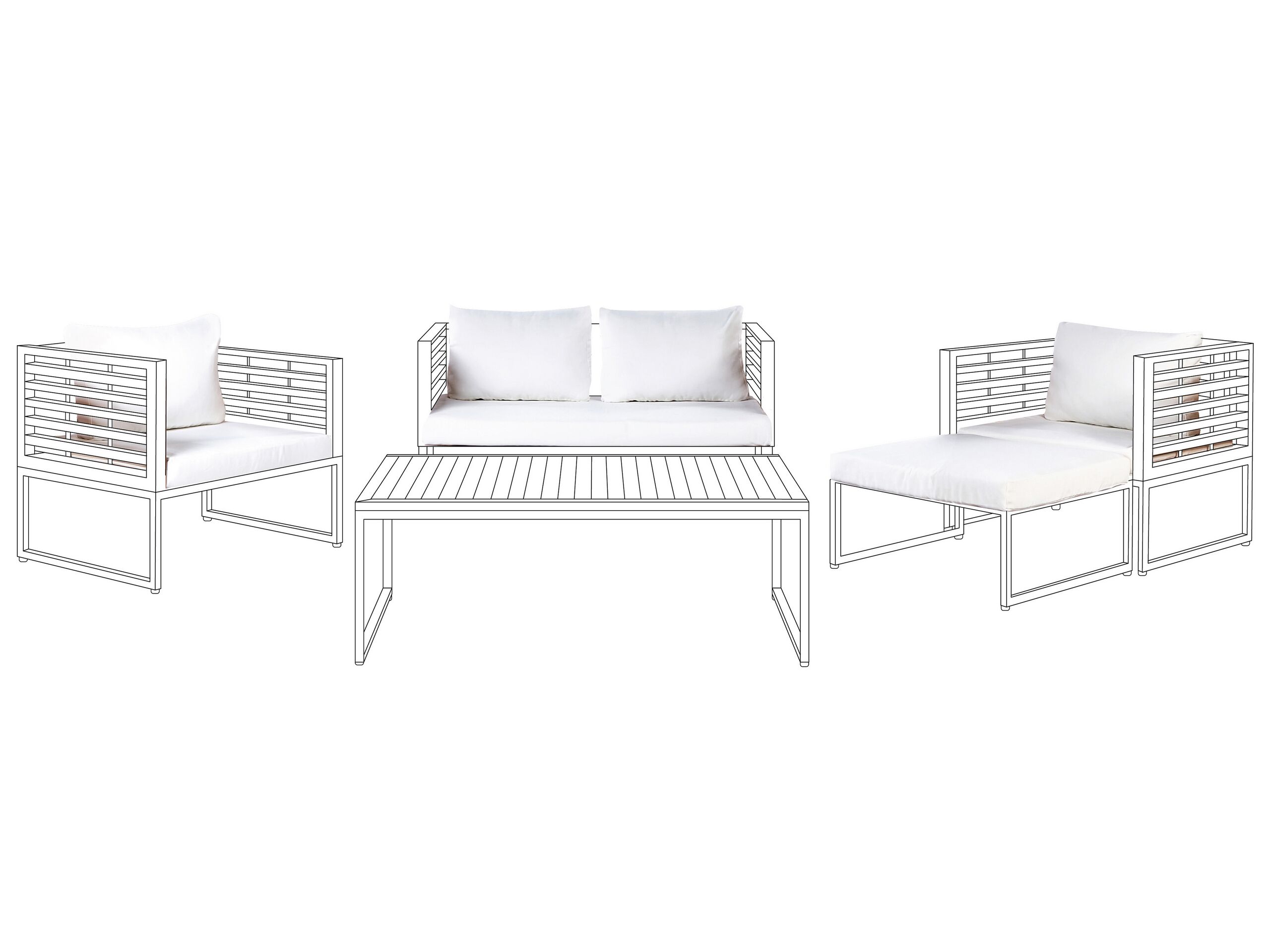 Outdoor Cushion Cover Set White BERMUDA - Gemini Interiors