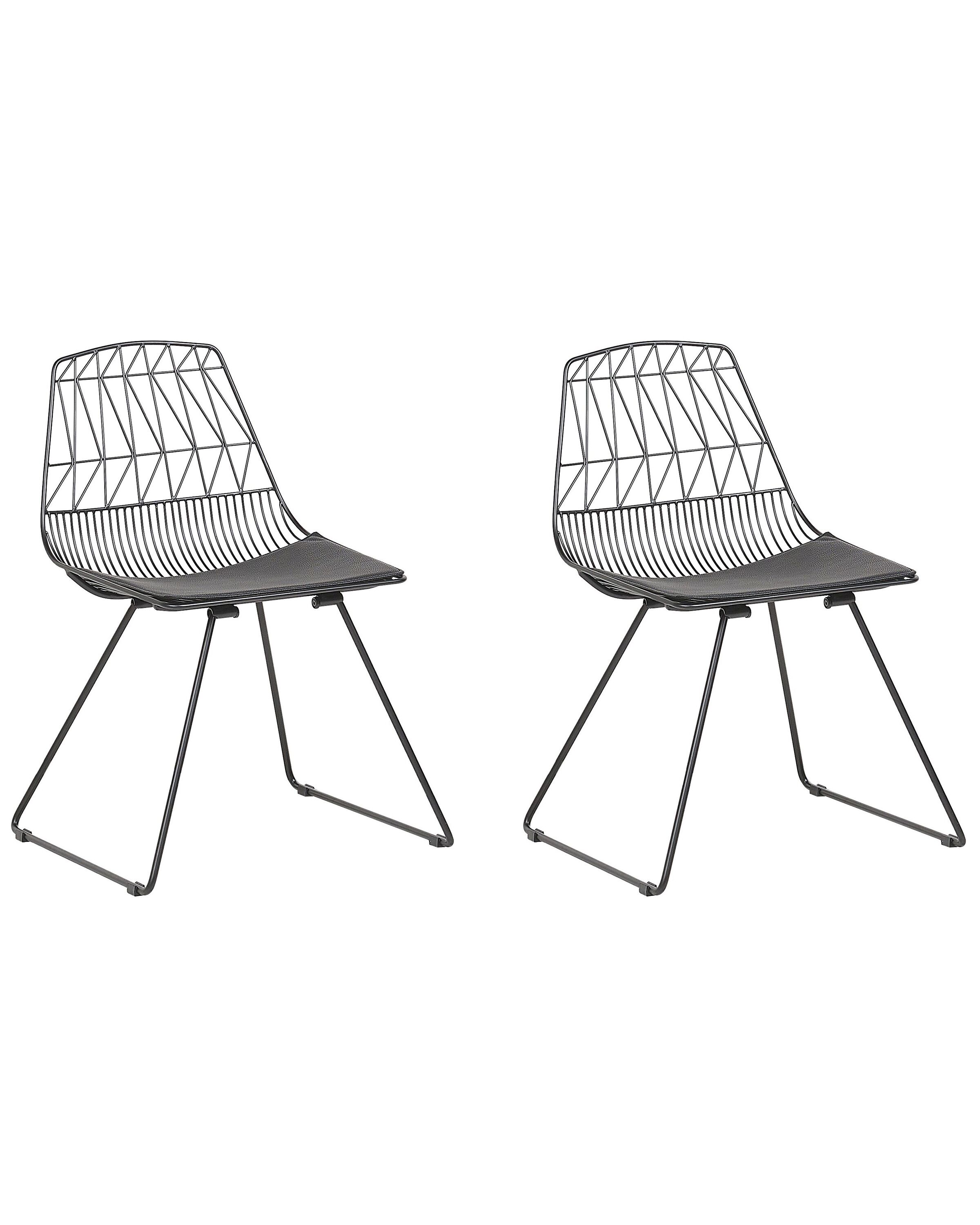 Set of 2 Metal Accent Chairs Black HARLAN - Gemini Interiors