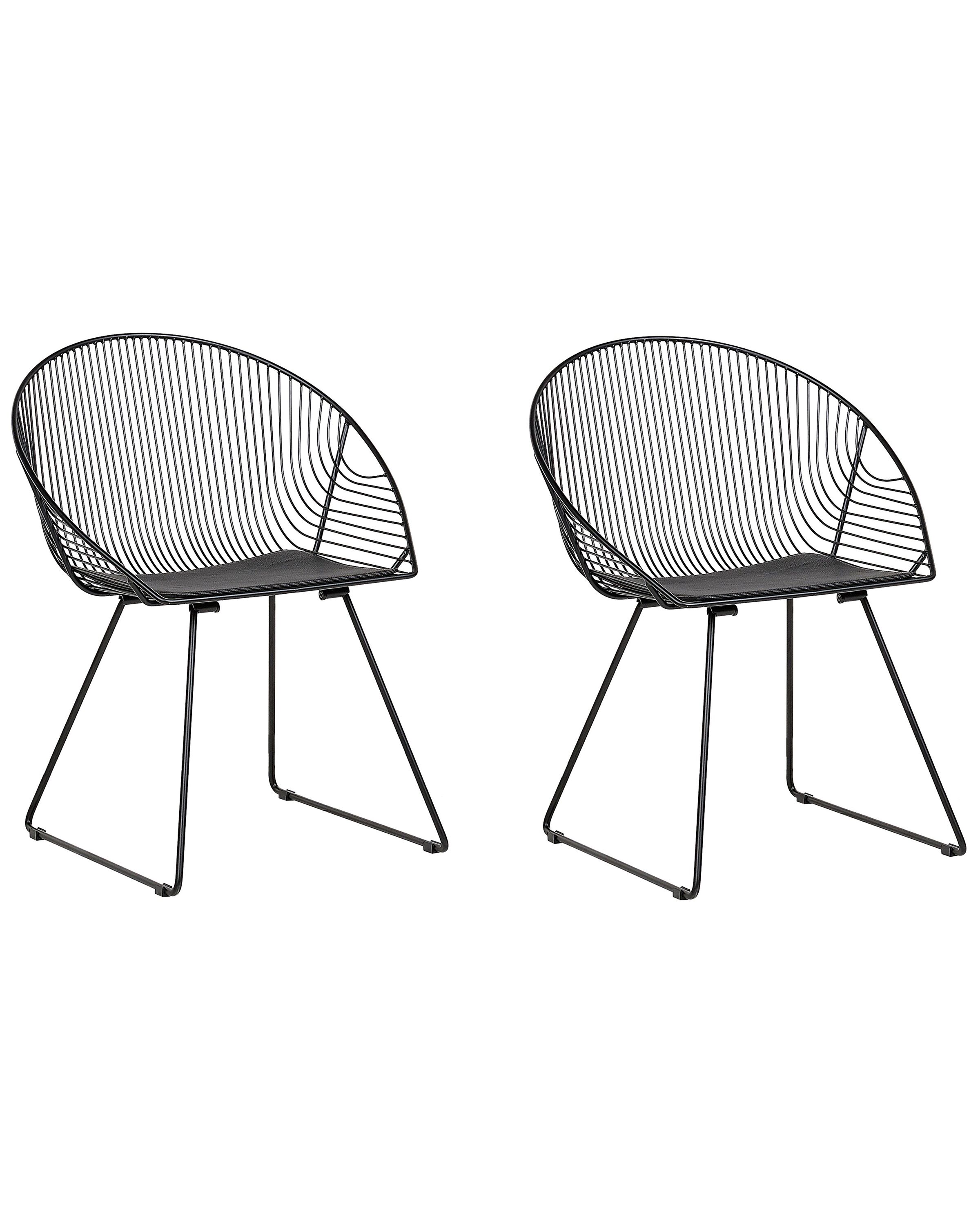 Set of 2 Metal Accent Chairs Black AURORA - Gemini Interiors