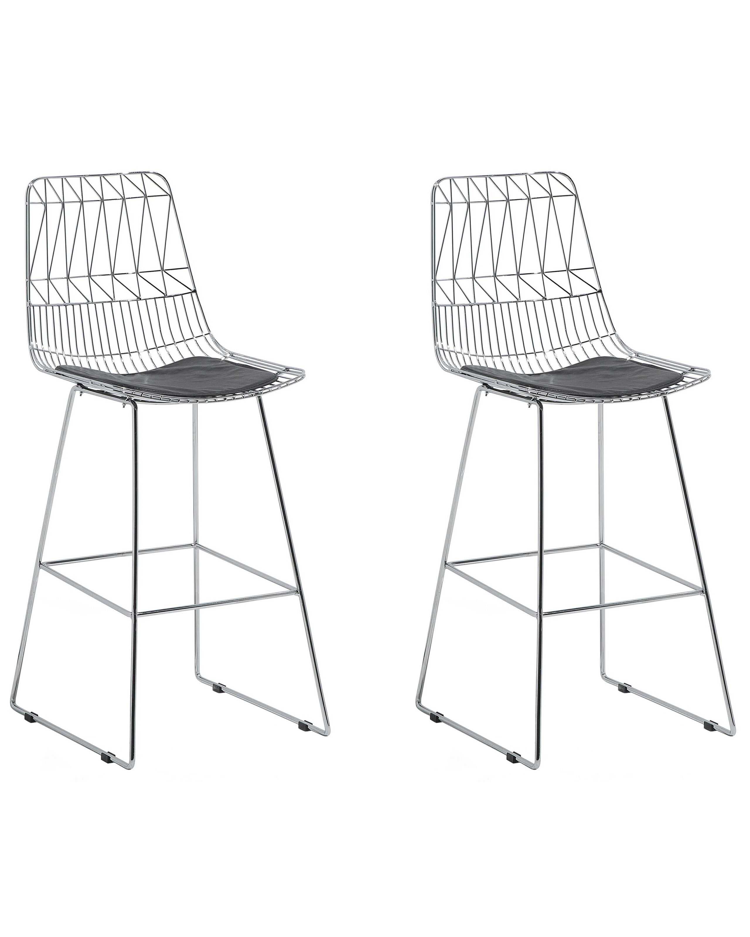Set of 2 Metal Bar Chairs Silver PRESTON - Gemini Interiors
