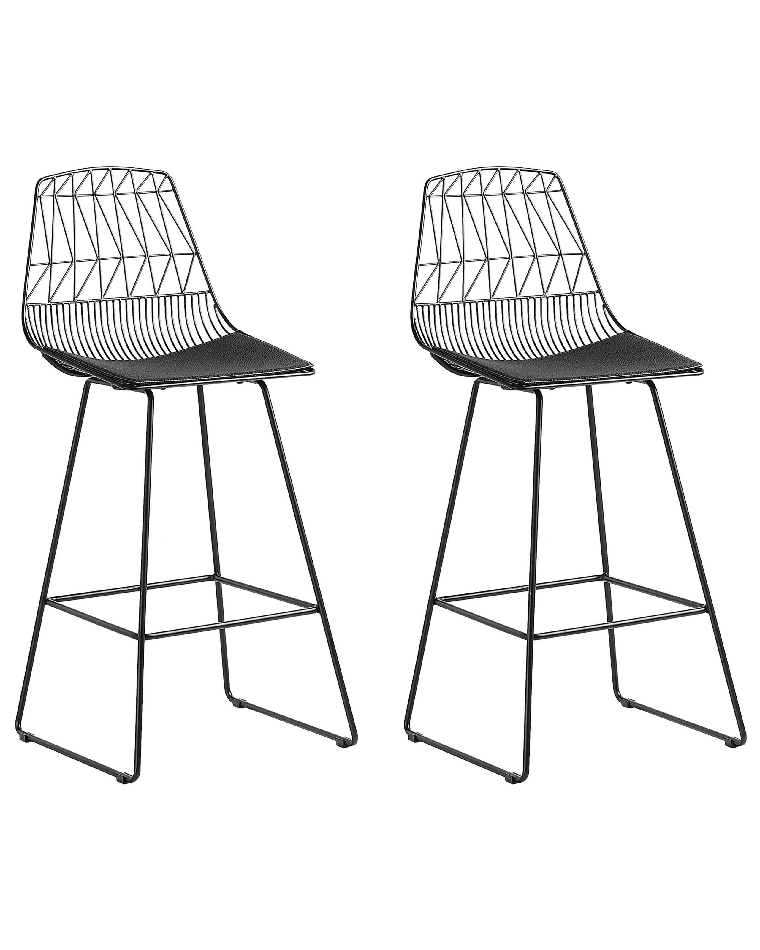 Set of 2 Metal Bar Chairs Black PRESTON - Gemini Interiors