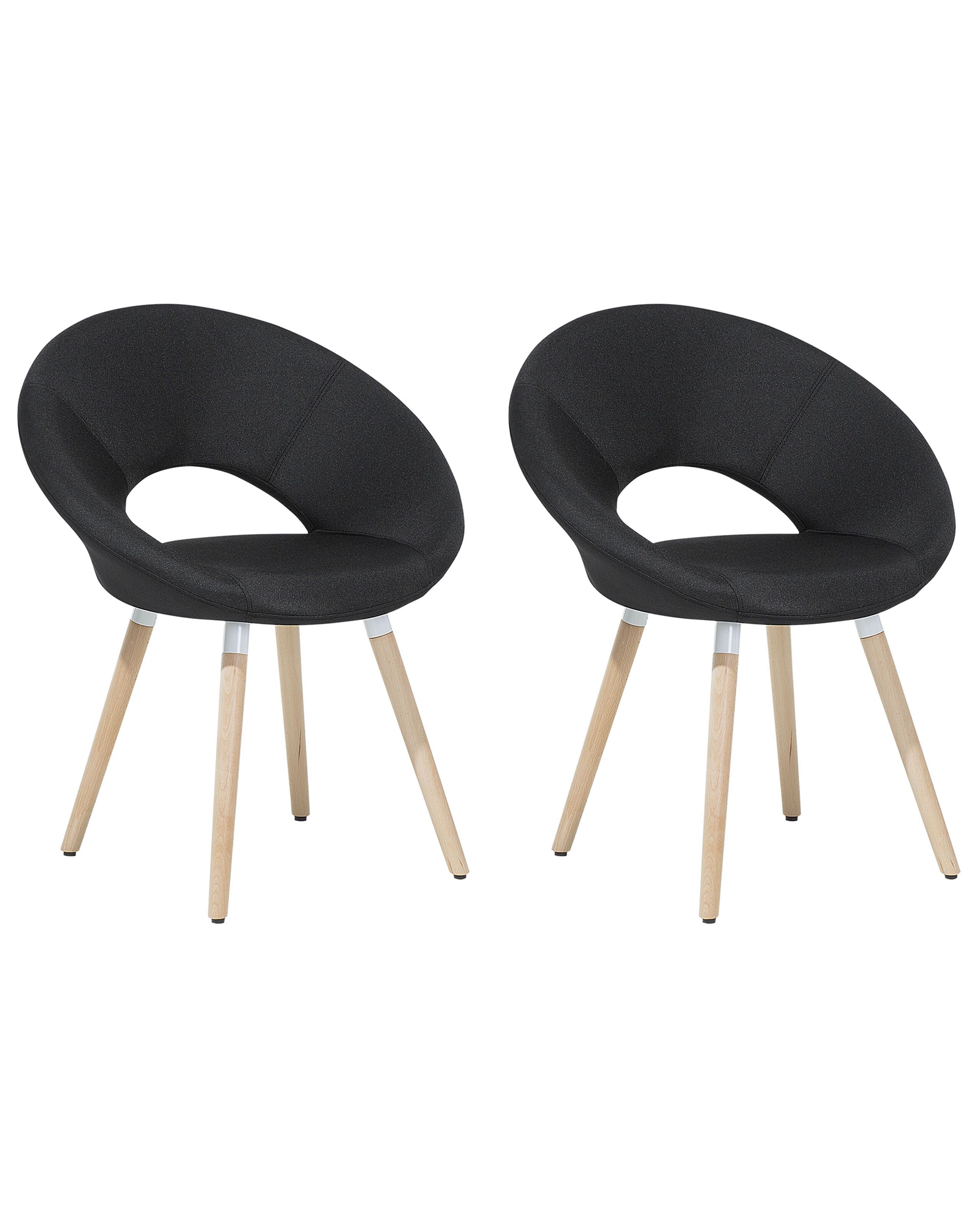 Set of 2 Fabric Dining Chairs Black ROSLYN - Gemini Interiors