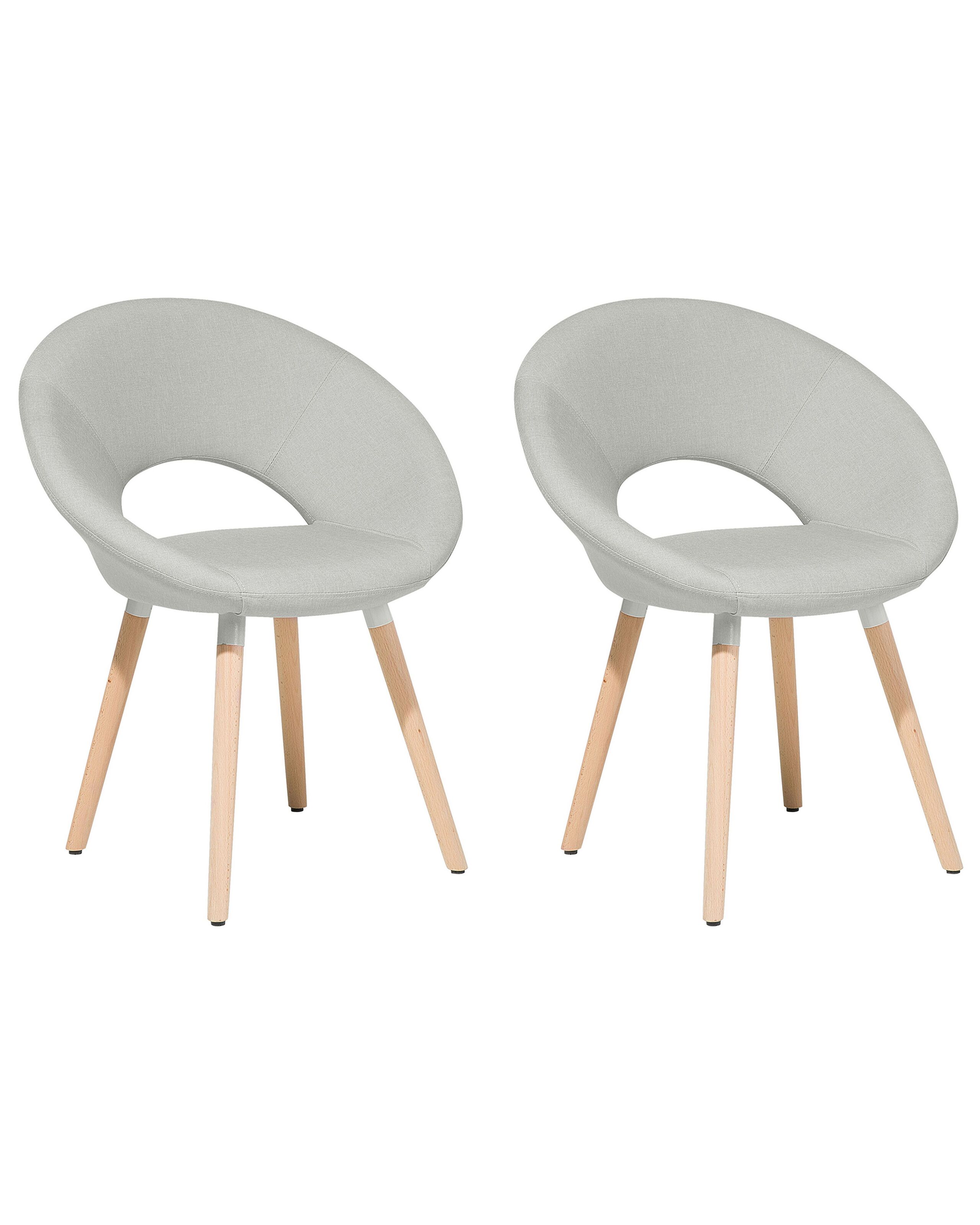 Set of 2 Fabric Dining Chairs Light Grey ROSLYN - Gemini Interiors