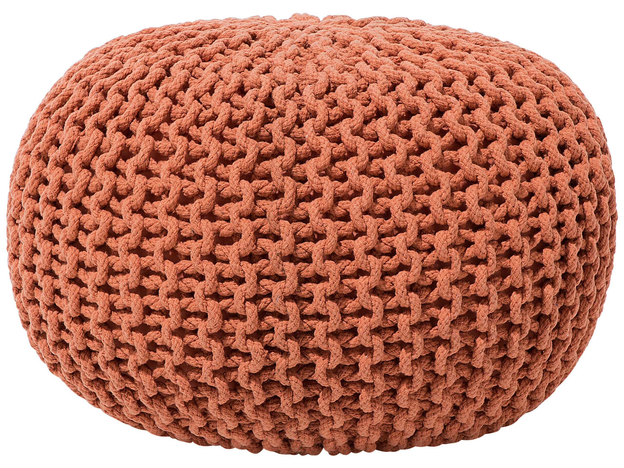 Cotton Knitted Pouffe 50 x 35 cm Copper CONRAD - Gemini Interiors