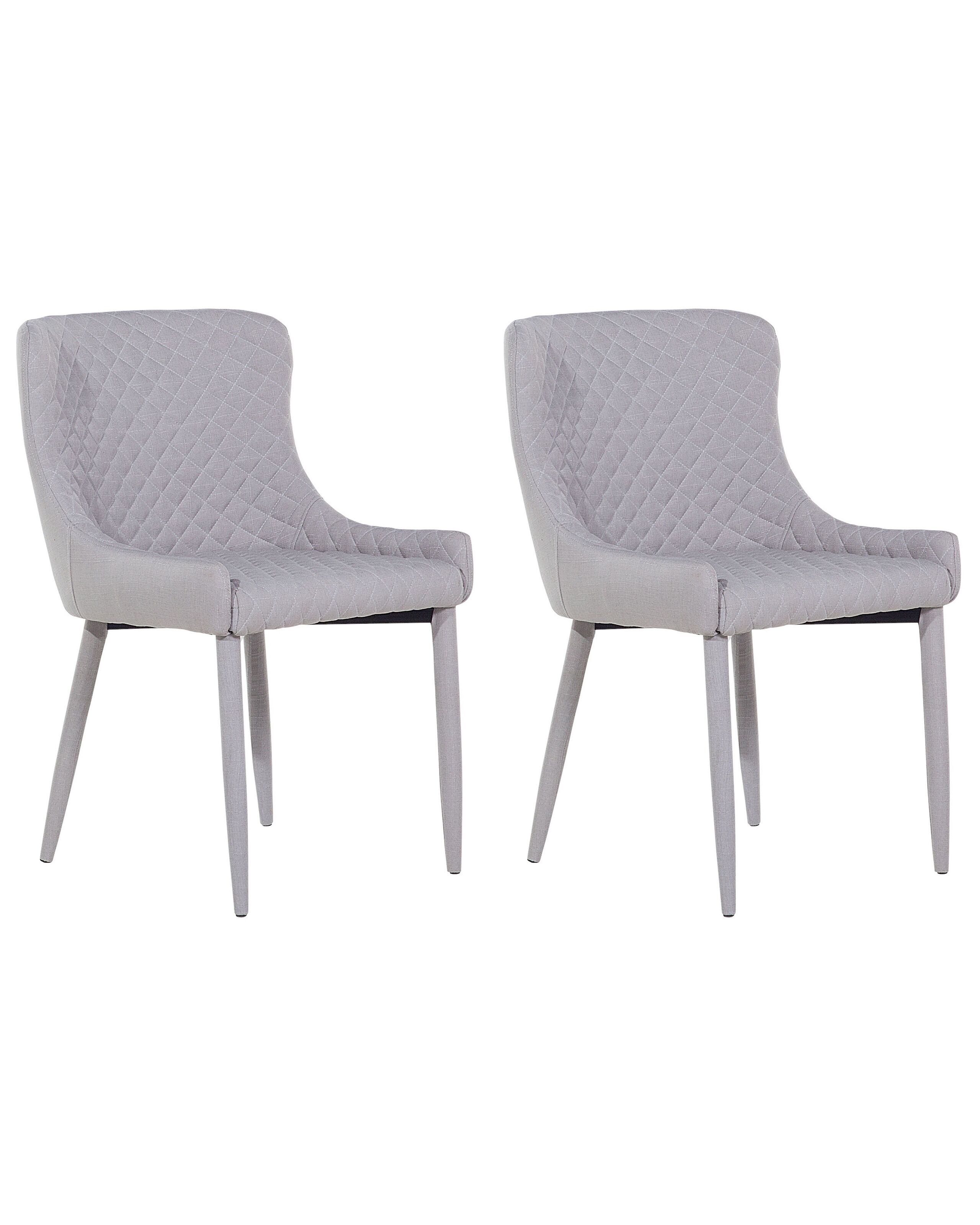 Set of 2 Fabric Dining Chairs Light Grey SOLANO - Gemini Interiors