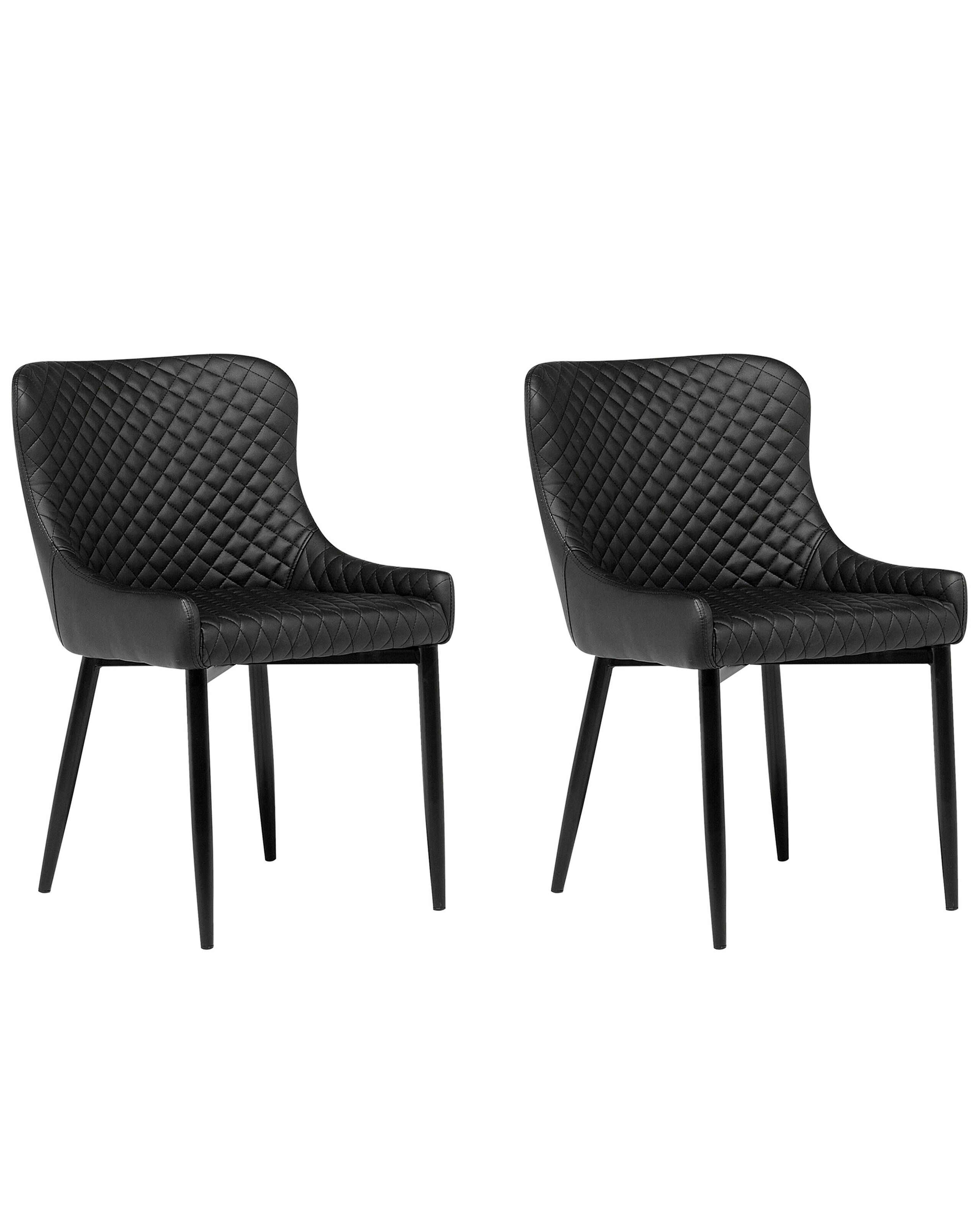Set of 2 Dining Chairs Faux Leather Black SOLANO - Gemini Interiors