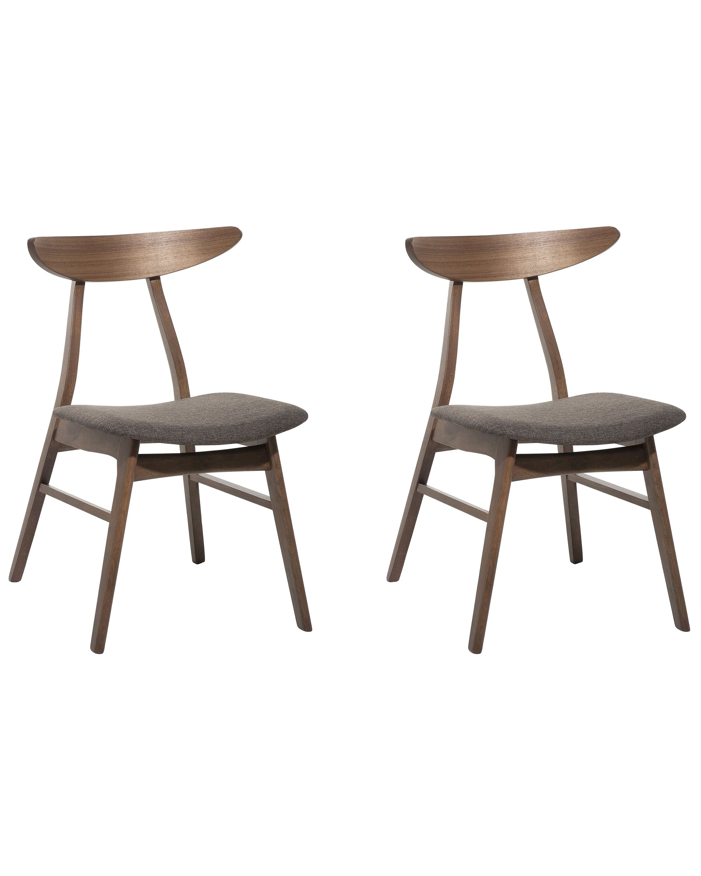 Set of 2 Wooden Dining Chairs Dark Wood and Grey LYNN - Gemini Interiors