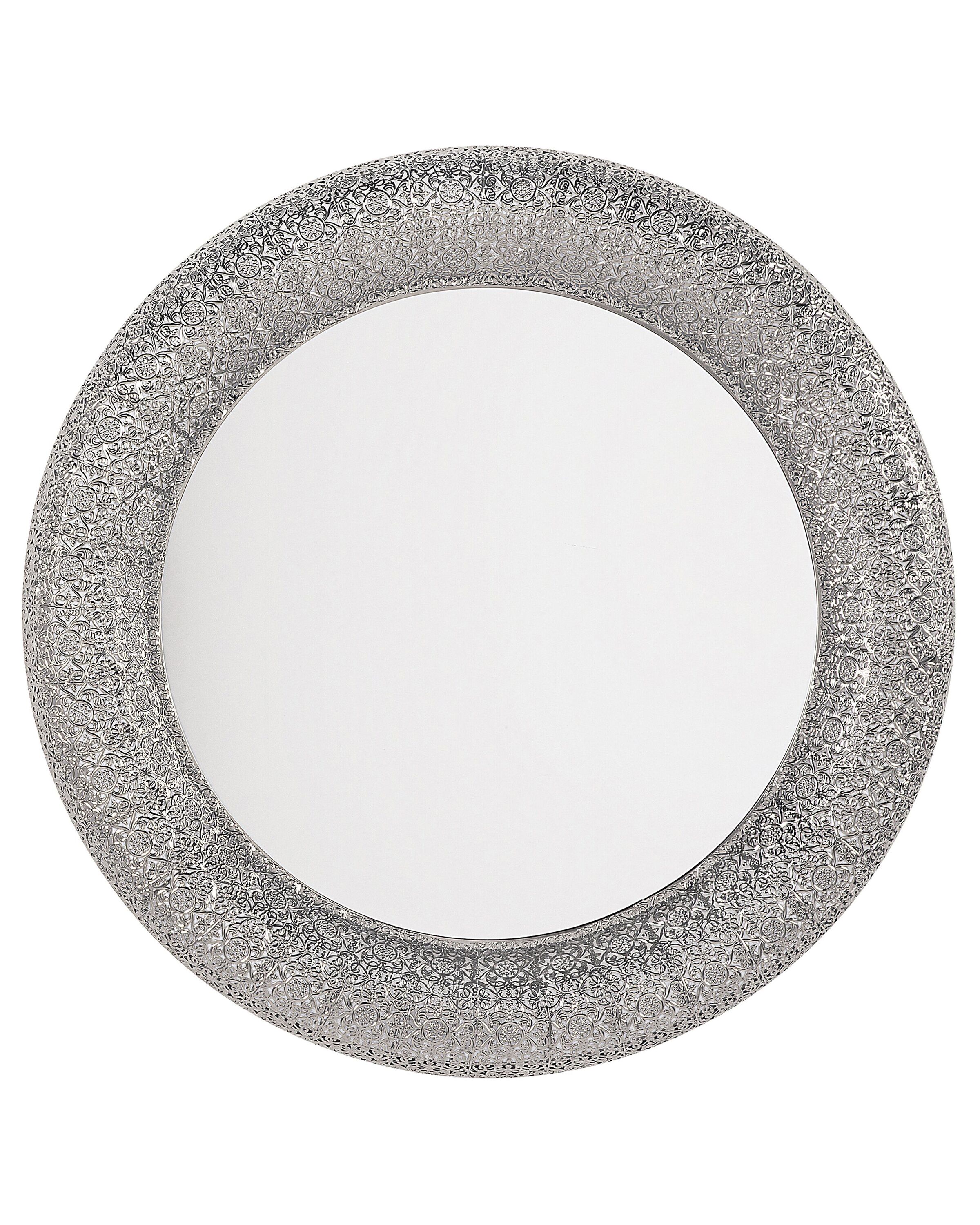 Round Metal Wall Mirror 80cm Silver - Gemini Interiors