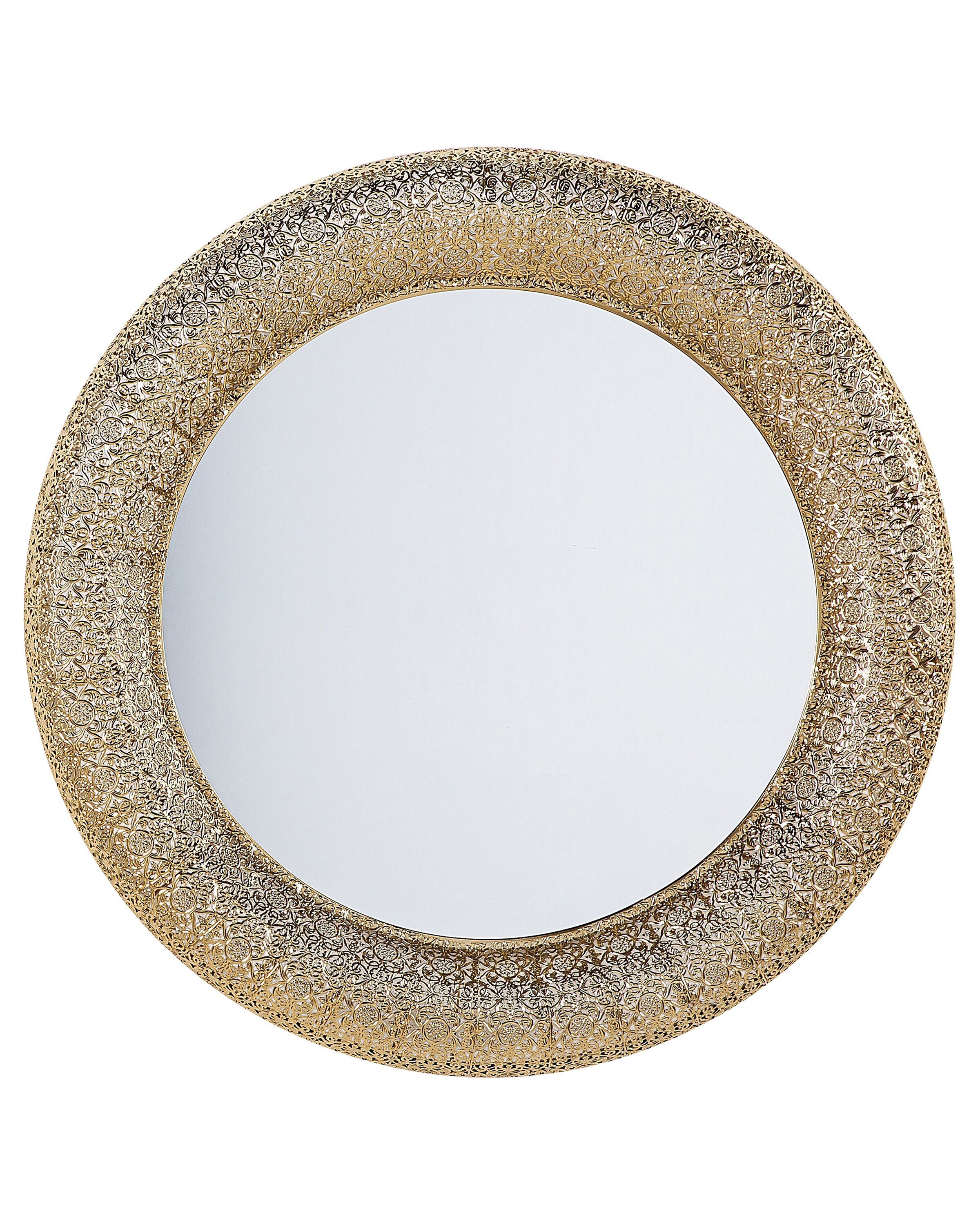Round Metal Wall Mirror 80cm Gold - Gemini Interiors