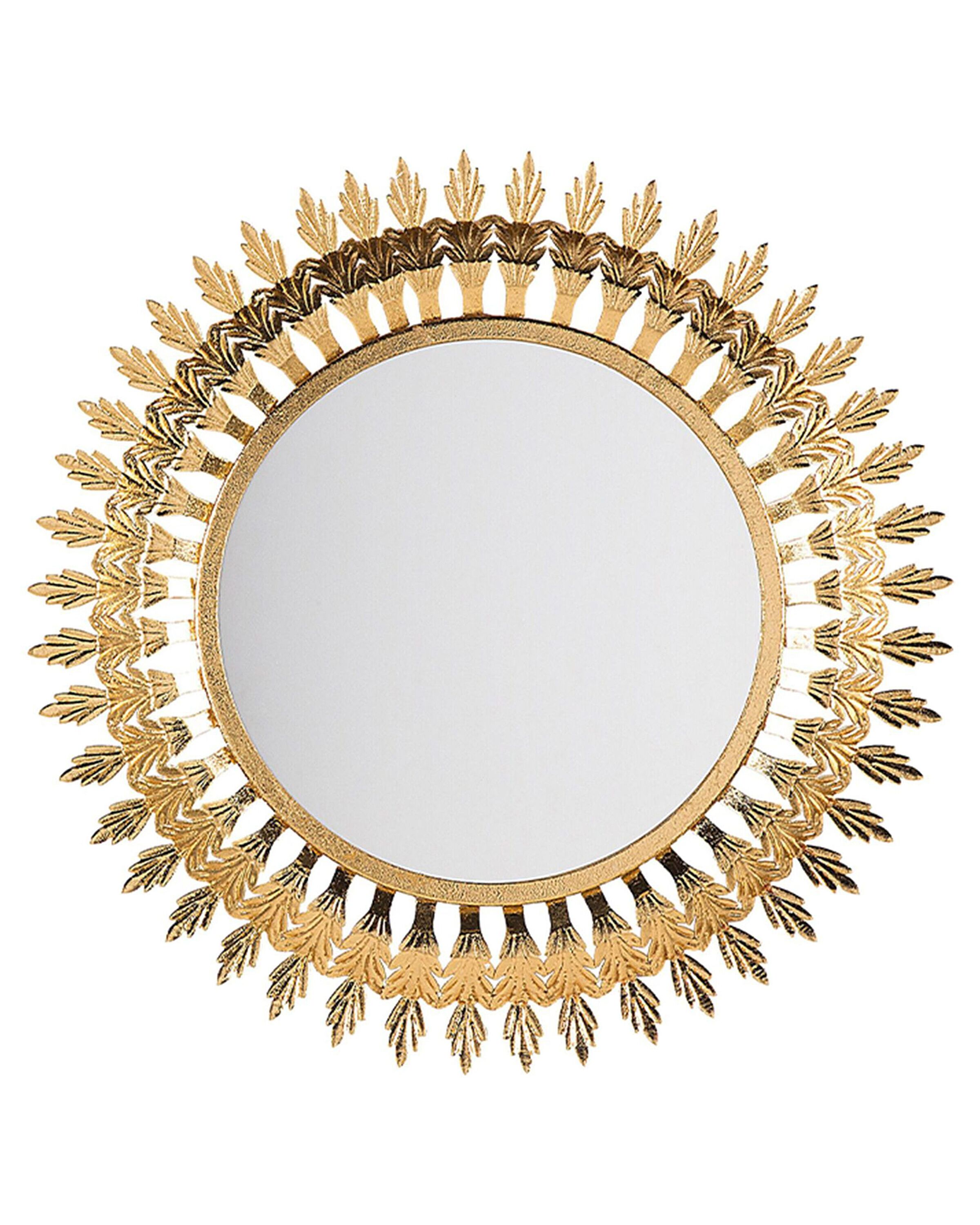 Metal Sunburst Wall Mirror 60cm Gold - Gemini Interiors