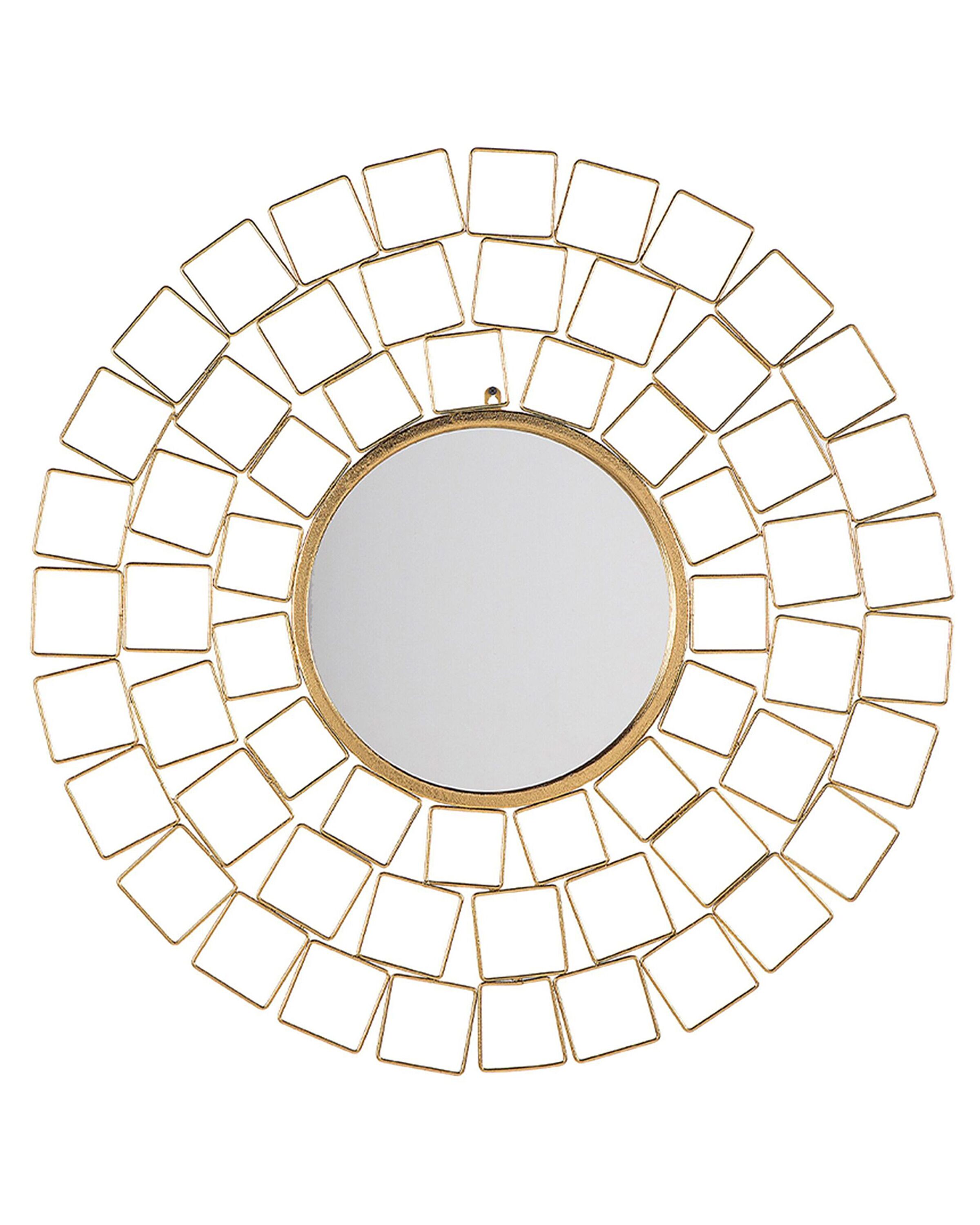 Round Metal Wall Mirror Gold 90cm - Gemini Interiors