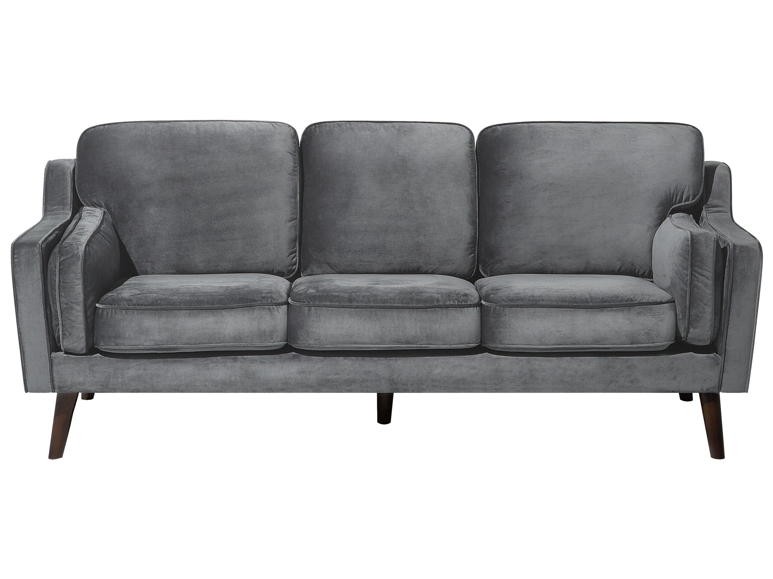 3 Seater Velvet Sofa Grey LOKKA - Gemini Interiors