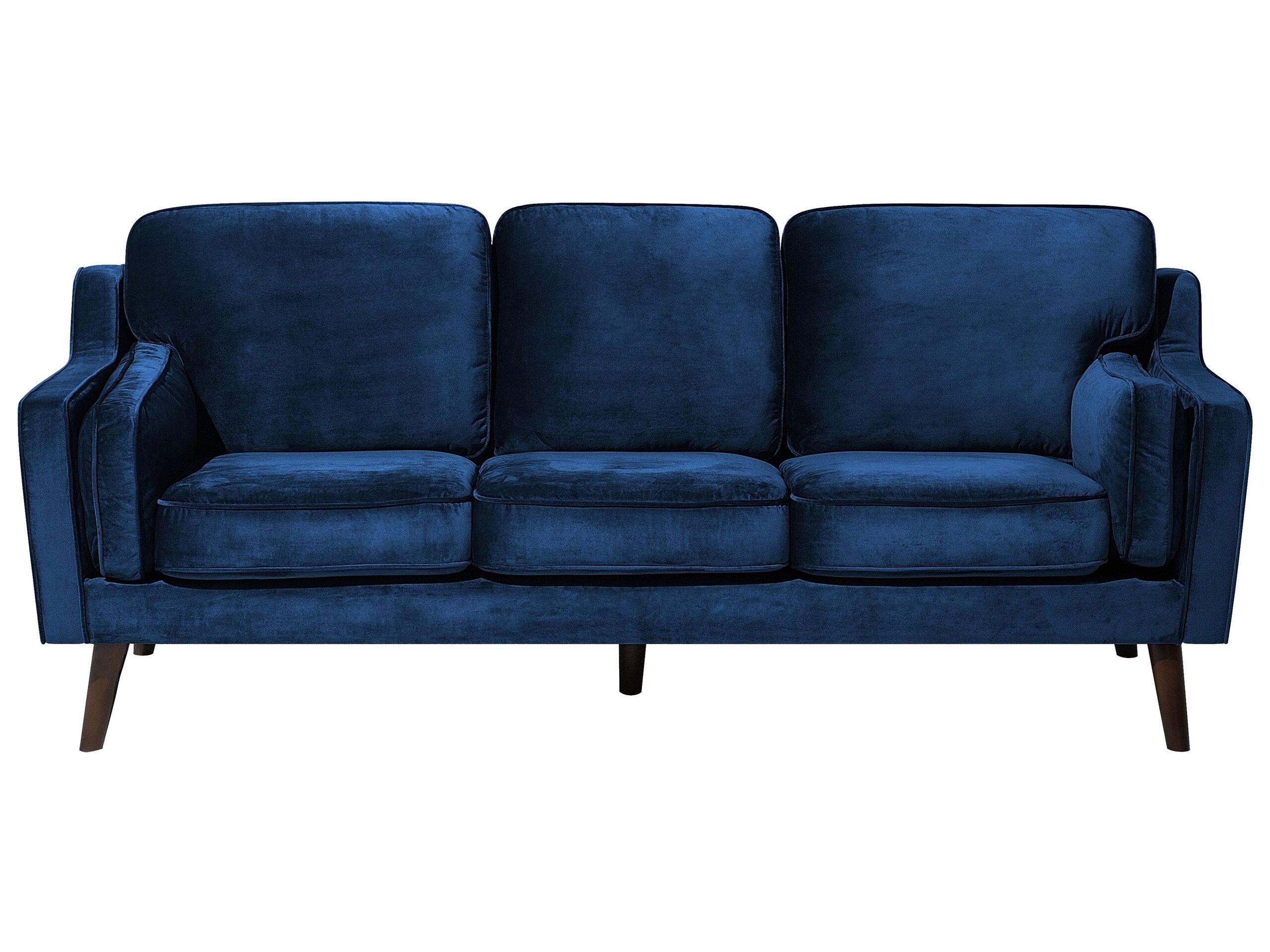 3 Seater Velvet Sofa Blue LOKKA - Gemini Interiors