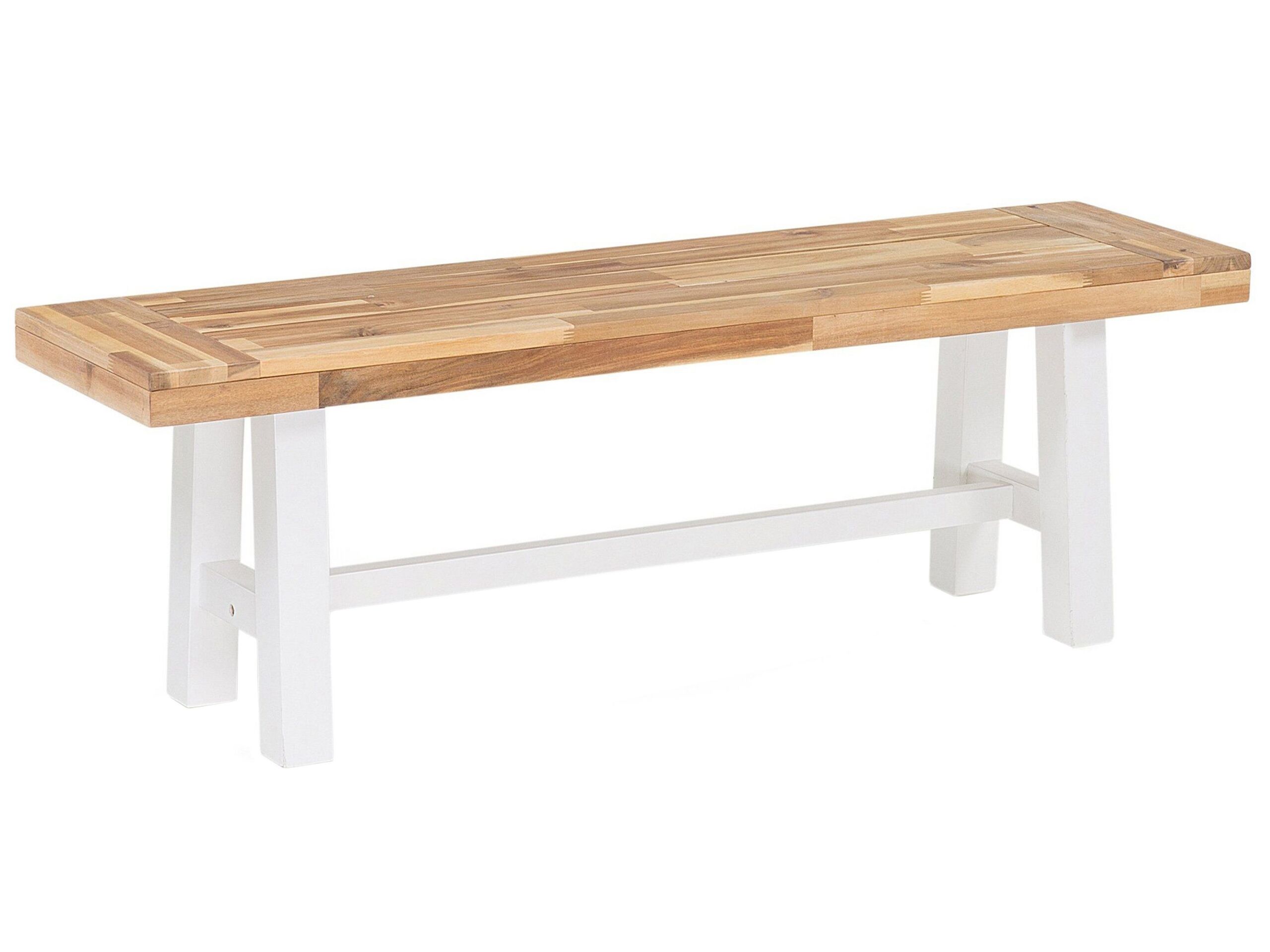 Acacia Wood Bench White 140 cm SCANIA - Gemini Interiors