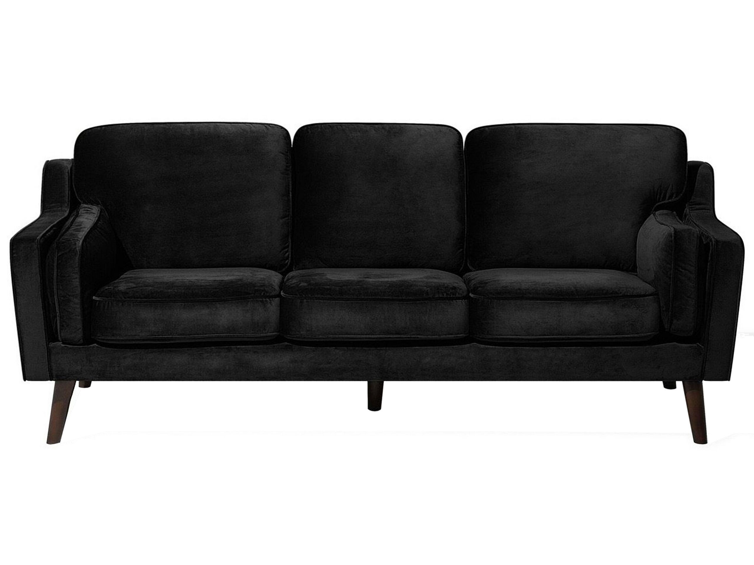3 Seater Velvet Sofa Black LOKKA - Gemini Interiors