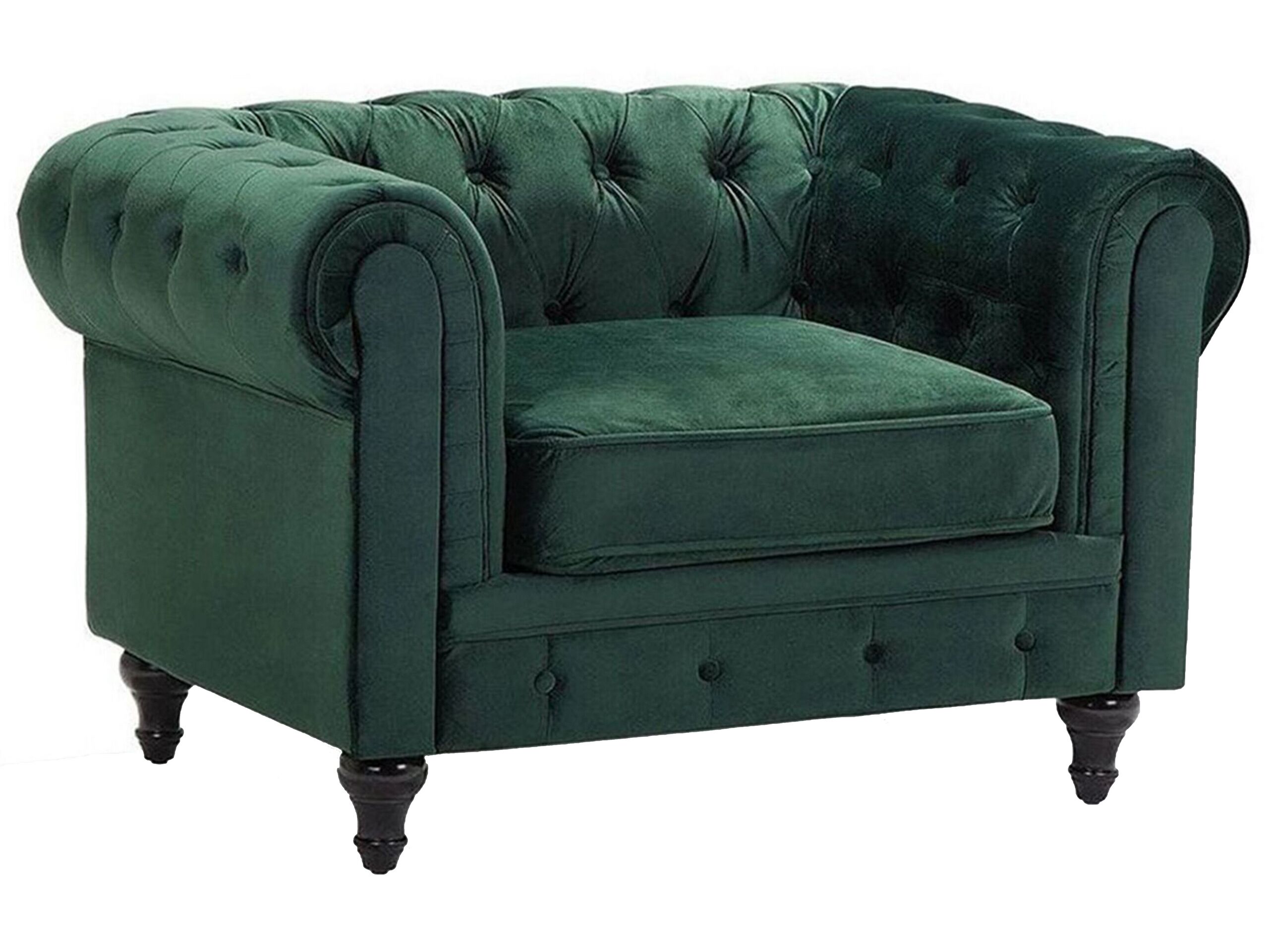 Velvet Armchair Green CHESTERFIELD - Gemini Interiors