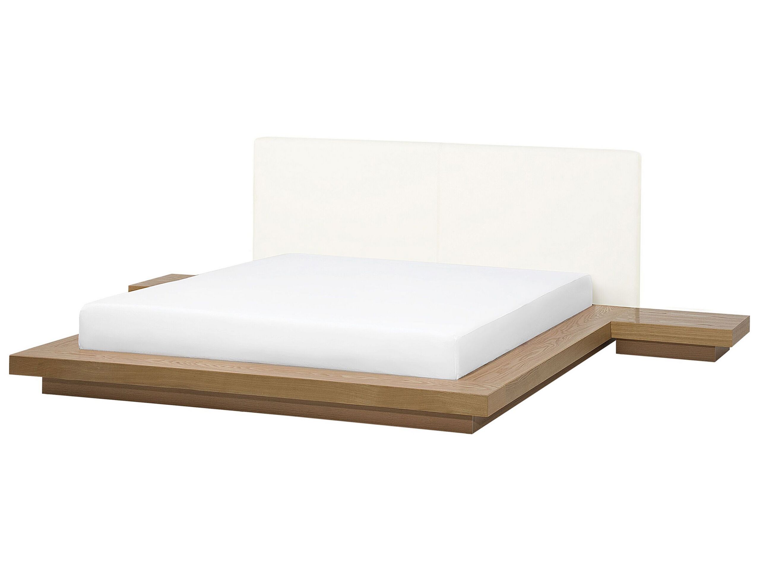 EU Super King Size Waterbed with Bedside Tables Light Wood ZEN - Gemini Interiors