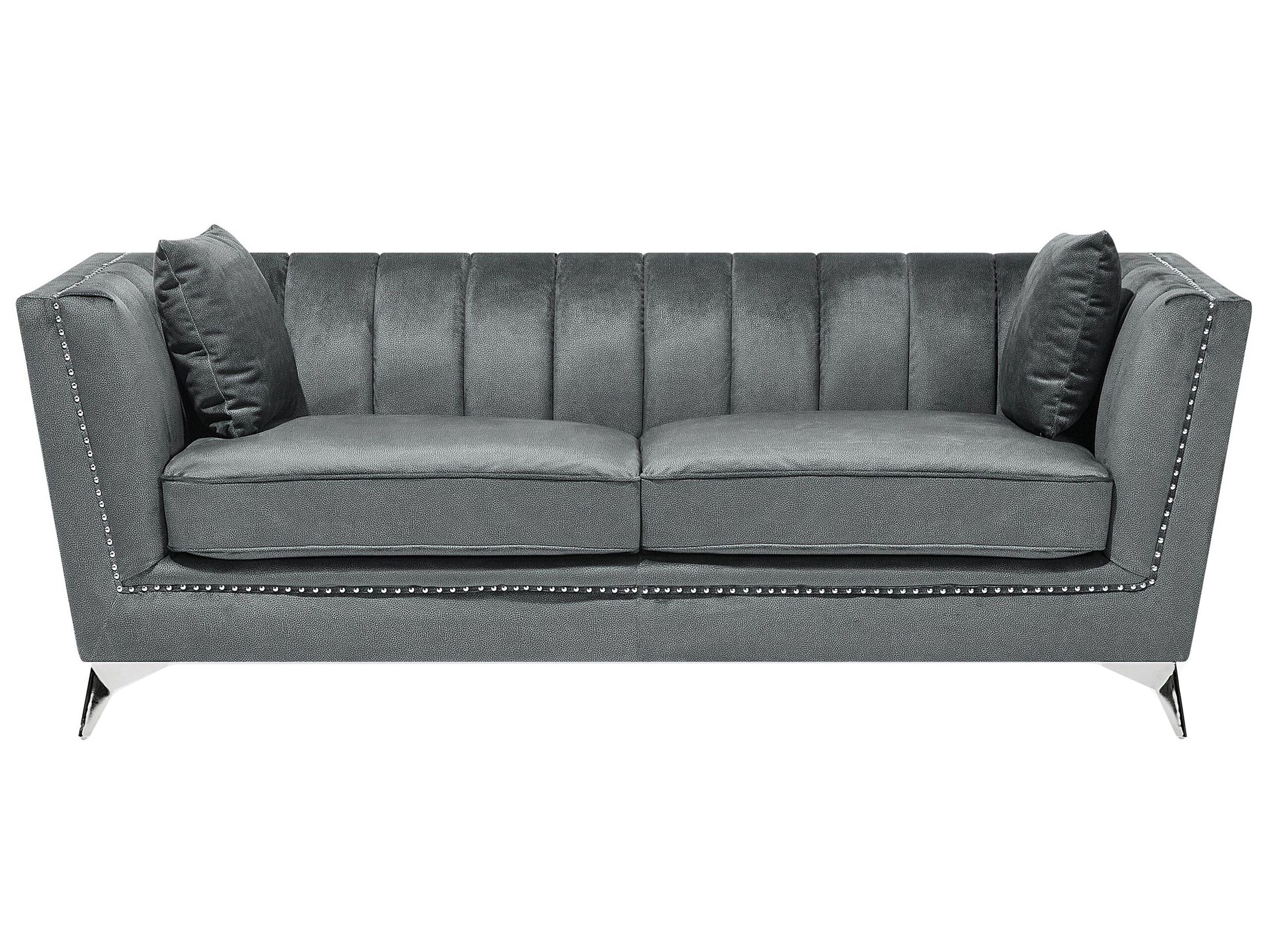 3 Seater Velvet Fabric Sofa Grey GAULA - Gemini Interiors
