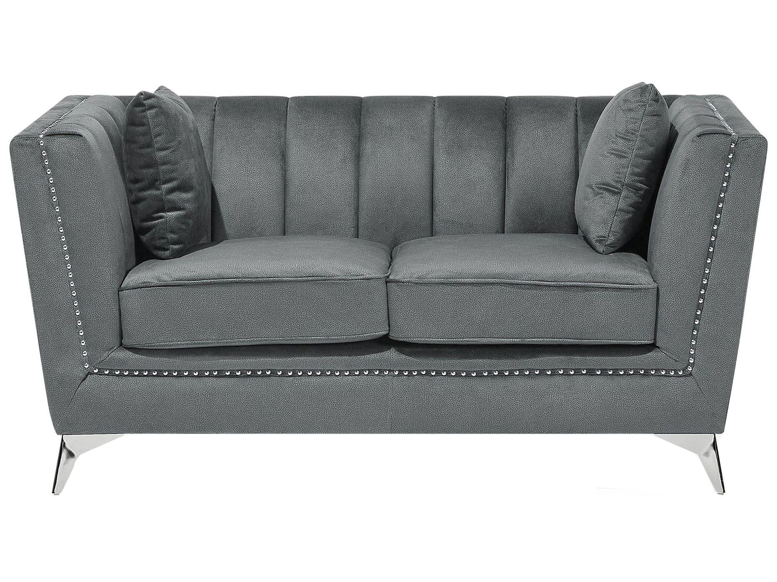 2 Seater Velvet Fabric Sofa Grey GAULA - Gemini Interiors