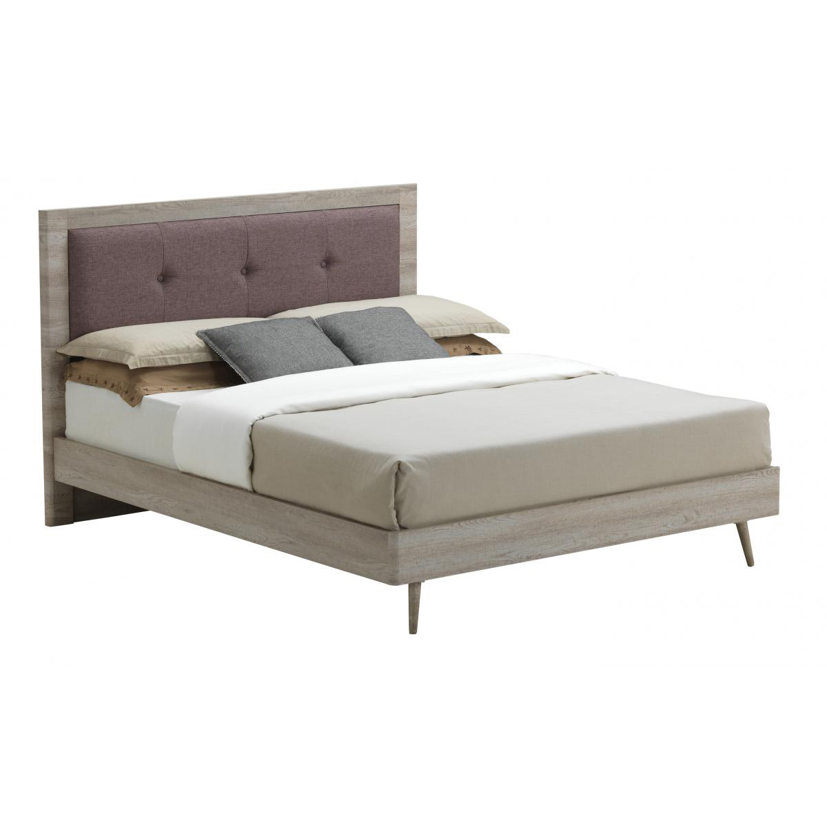 Ashburton Mocca Fabric King Size Bed - Grey Oak Effect - Sigrid Mills