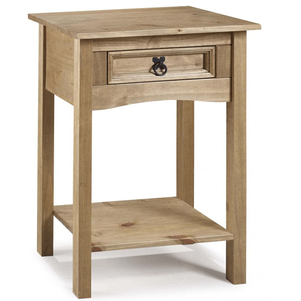 Waltham Distressed Solid Waxed Light Pine Console Table with Drawer and Shelf - Natural - Sigrid Mills