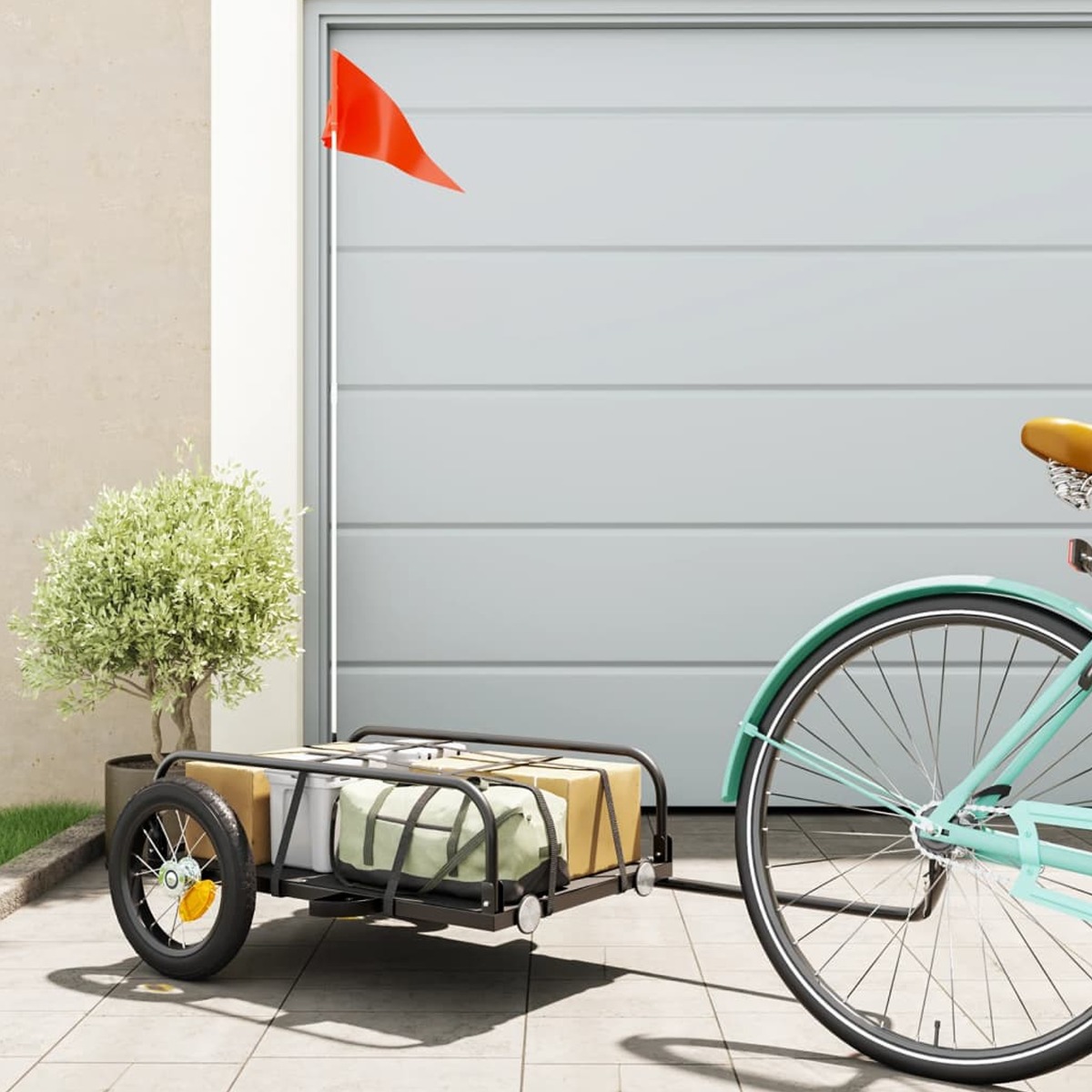 Bike Cargo Trailer Black 122x53x31 cm Iron - Unbeatable Bargains