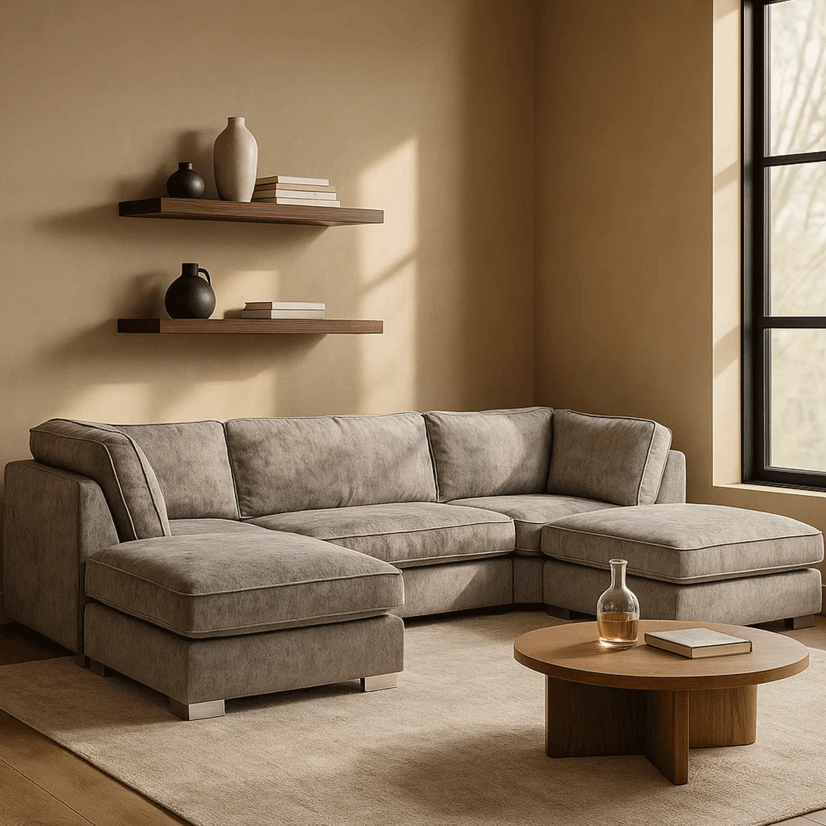 Bishop U-Shape Fullback Sofa - Grey - Sofa Central