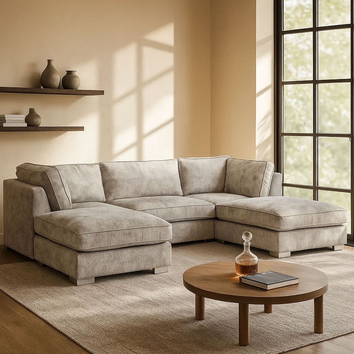 Bishop U-Shape Fullback Sofa - Truffle - Sofa Central