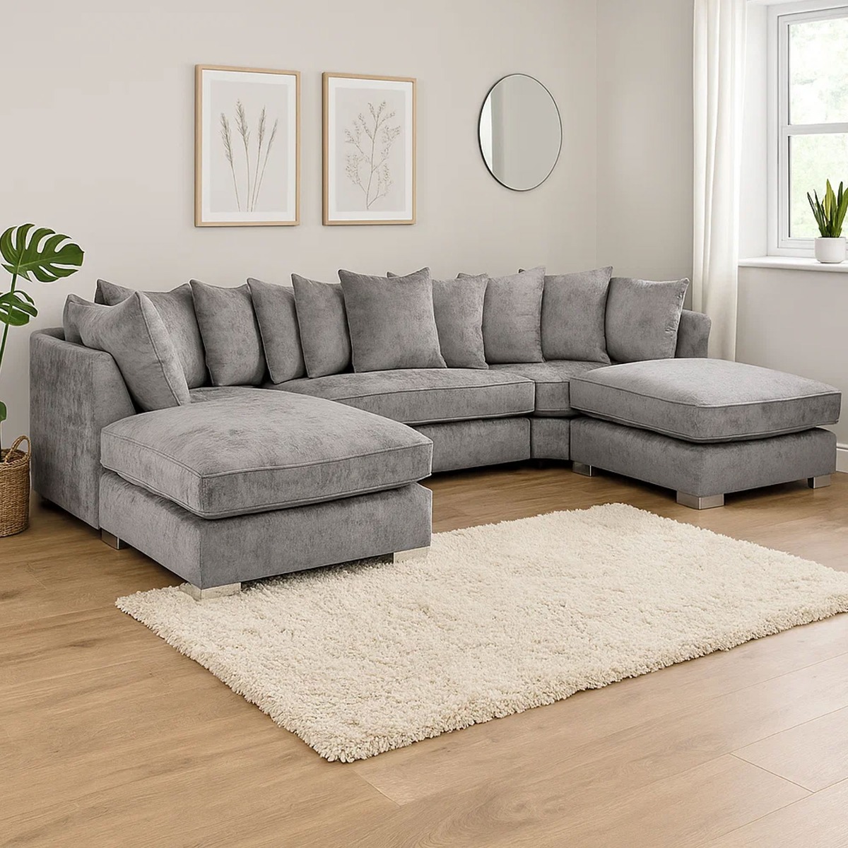 Bishop Scatterback U-Shaped Sofa - Grey - Sofa Central