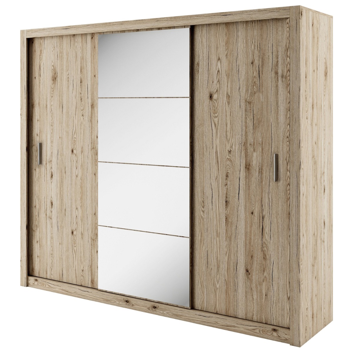 Sliding Wardrobe - INNISFAIL I 3 Door Mirrored Wardrobe Oak 250cm - Art Nest