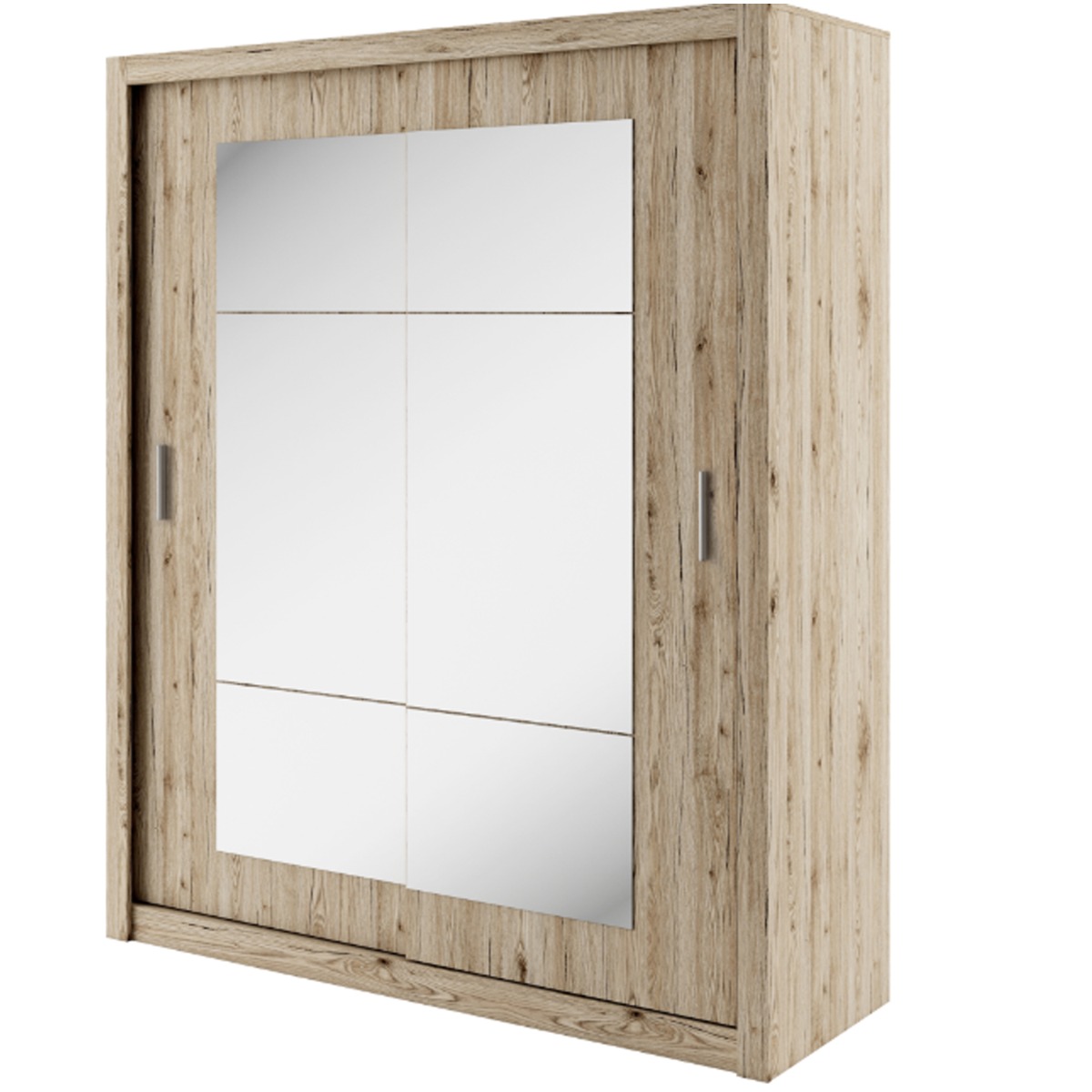 Sliding Wardrobe - INNISFAIL II 2 Door Mirrored Wardrobe Oak 180cm - Art Nest