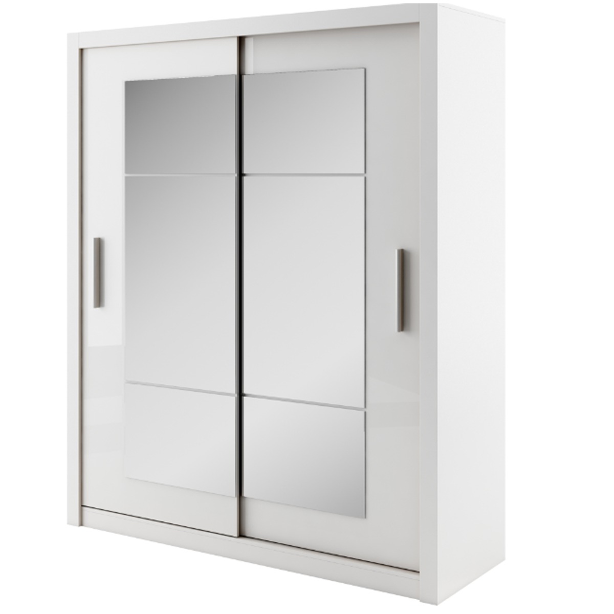 Sliding Wardrobe - INNISFAIL 2 Door Mirrored Wardrobe White 180cm - Art Nest