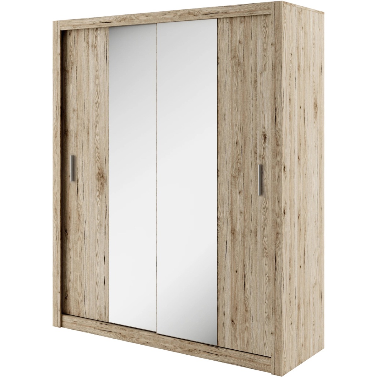 Sliding Wardrobe - INNISFAIL I 2 Door Mirrored Wardrobe Oak 180cm - Art Nest