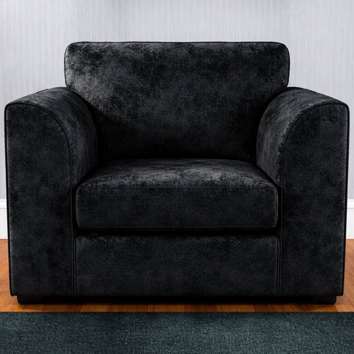 VELOURA Crush Velvet Armchair - Black - Home Done