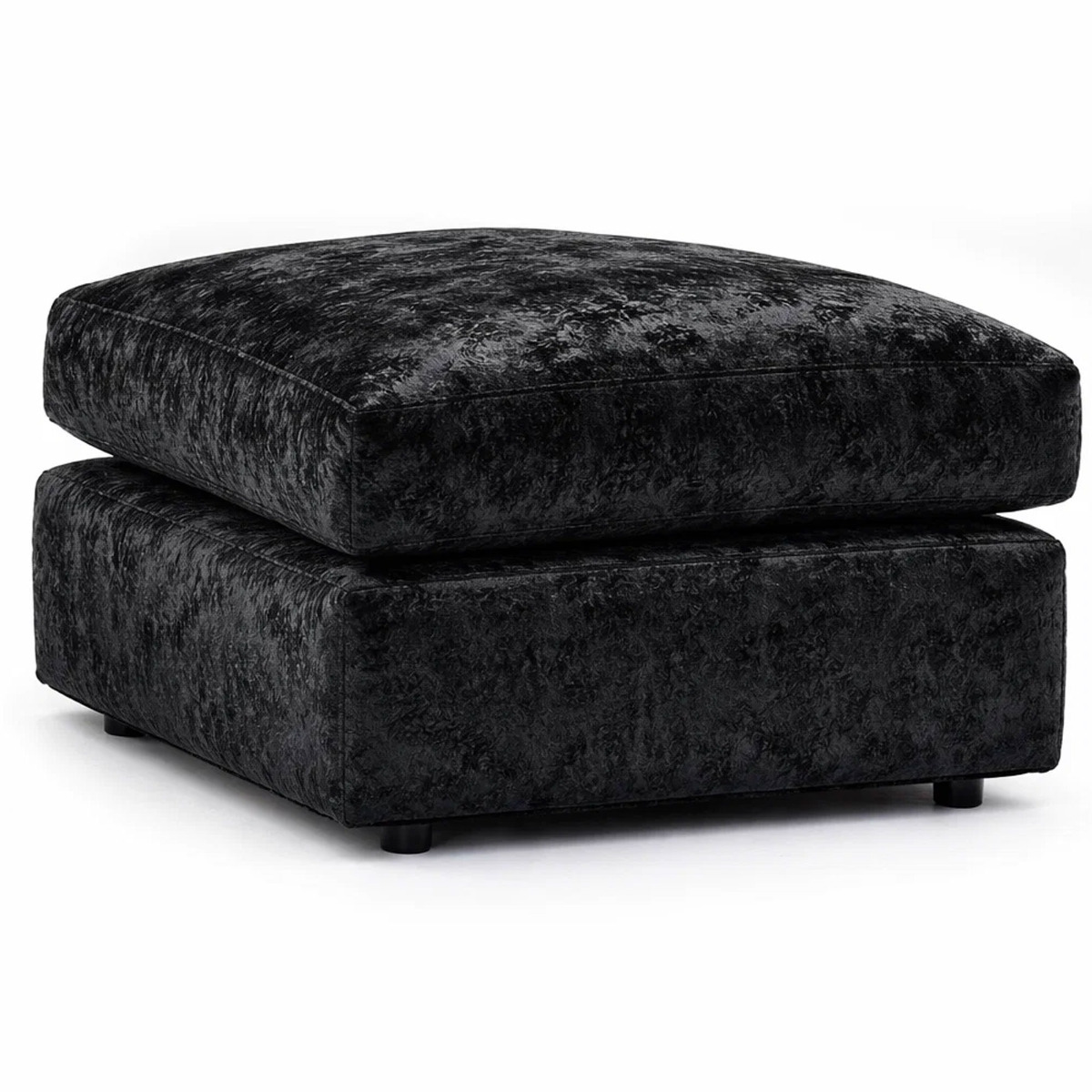 VELOURA Crush Velvet Cuhsion Footstool - Black - Home Done