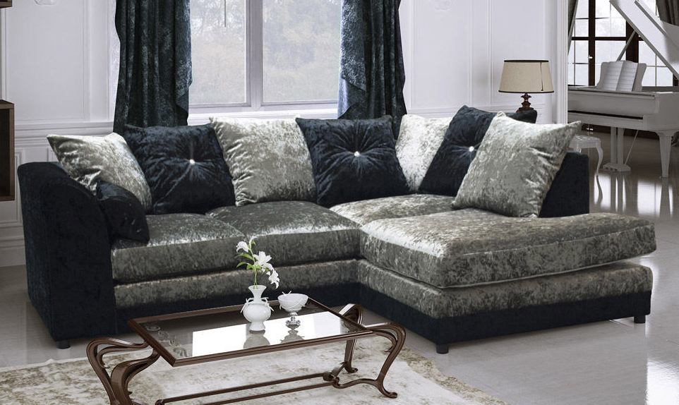 Serene Dual-Toned Crushed Velvet Corner Sofa Suite - Home Done