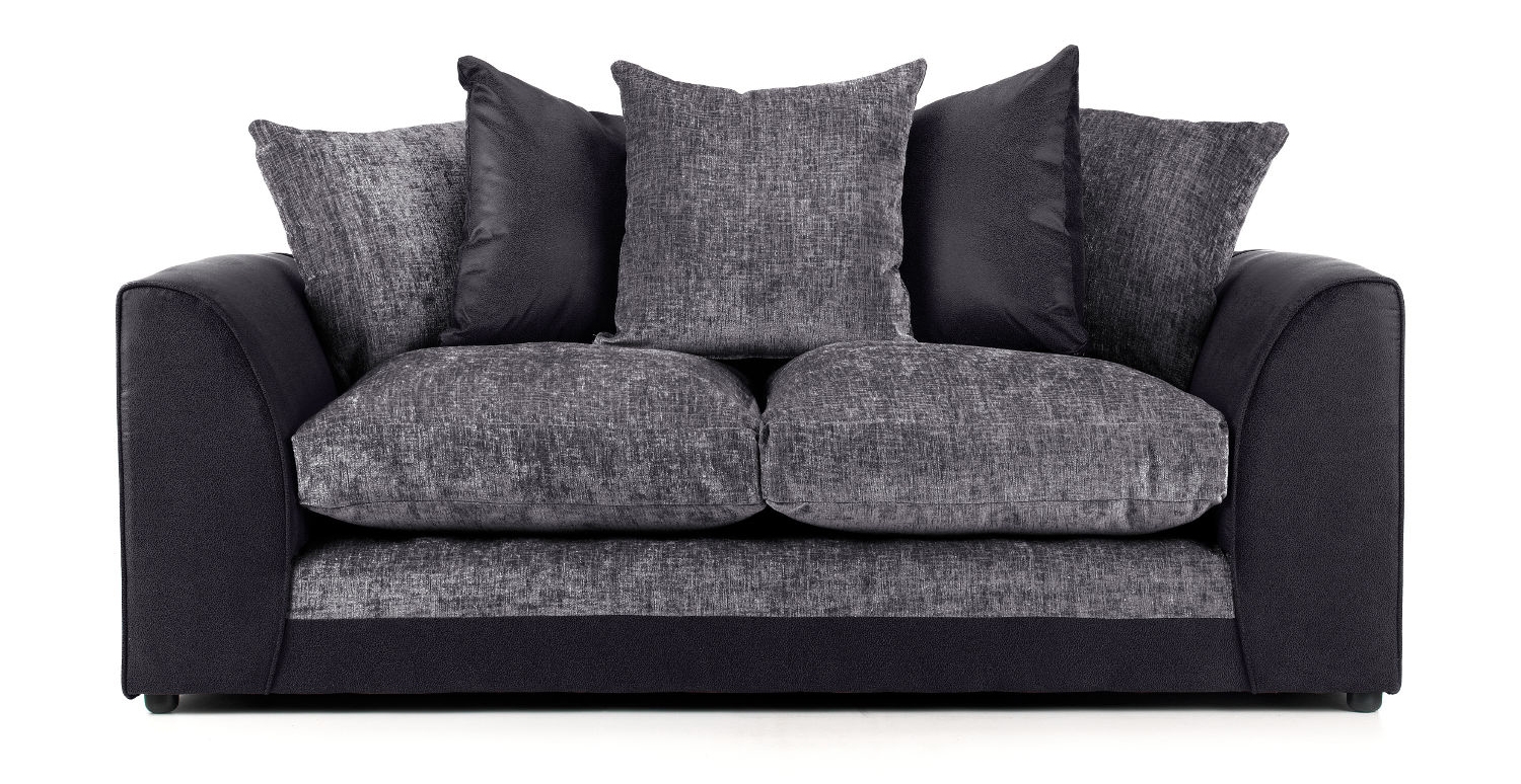 Aruba Black and Grey Fabric 3 Seater Sofa - Home Done