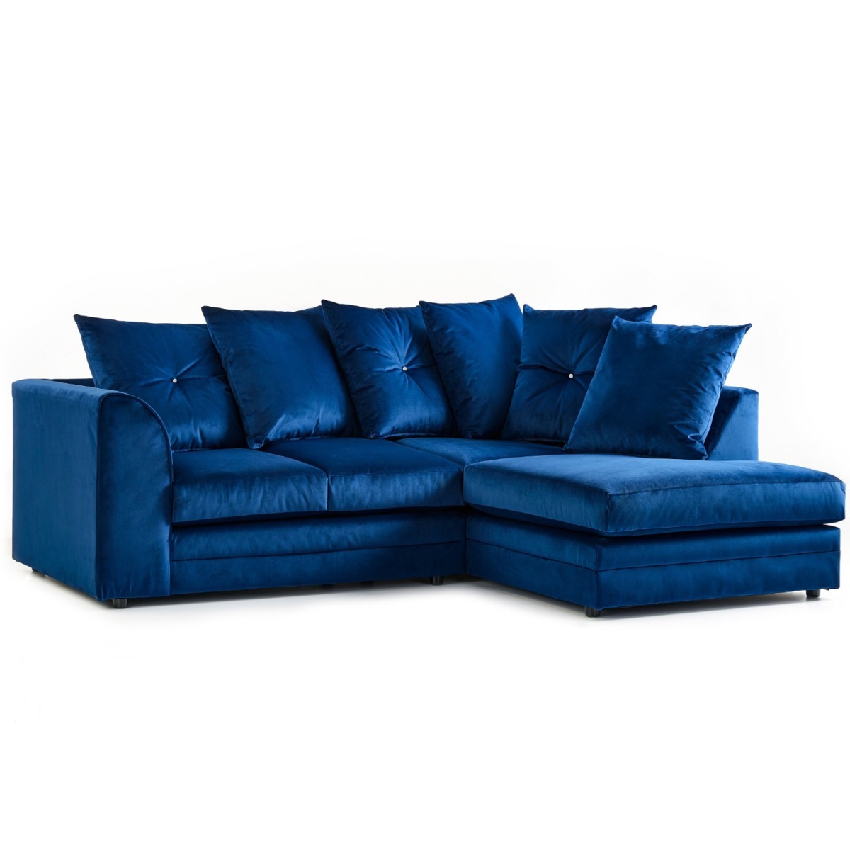Sorretto Blue Velvet Fabric Corner Sofa - Right and Left Arm - Home Done