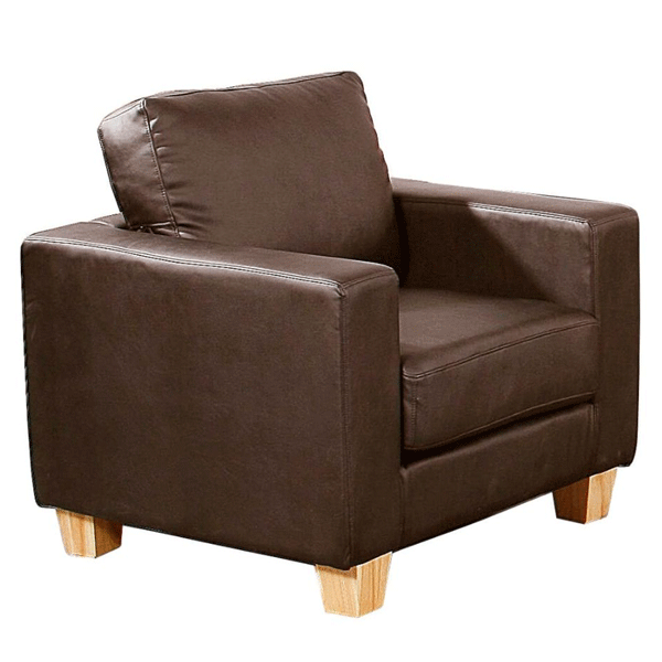 Buxton Chesterfield Single Seater Sofa Suite in PU Leather - Brown - Sigrid Mills