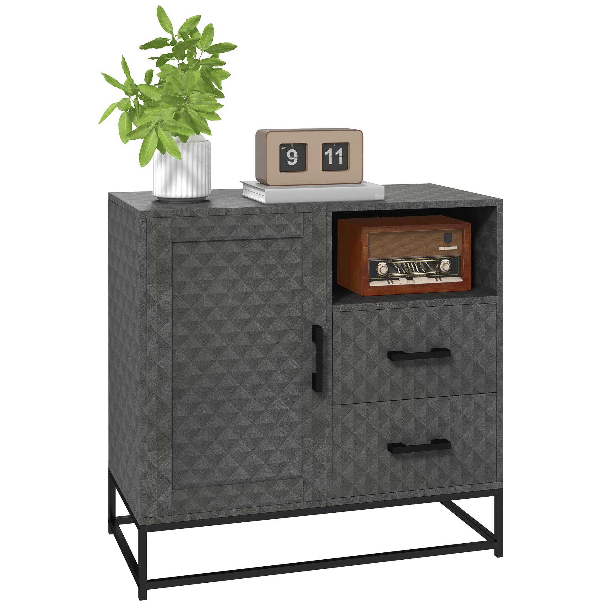 HERON Sideboard with Adjustable Shelf Freestanding Sideboard Grey - Life Essentials