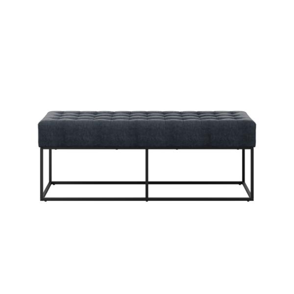 Hudson Bench with Black Legs - Steel Grey - Leeds Plywood