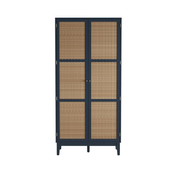 Wardrobe - BATON Rattan Effect 2 Door Wardrobe Blue - 85cm - Leeds Plywood