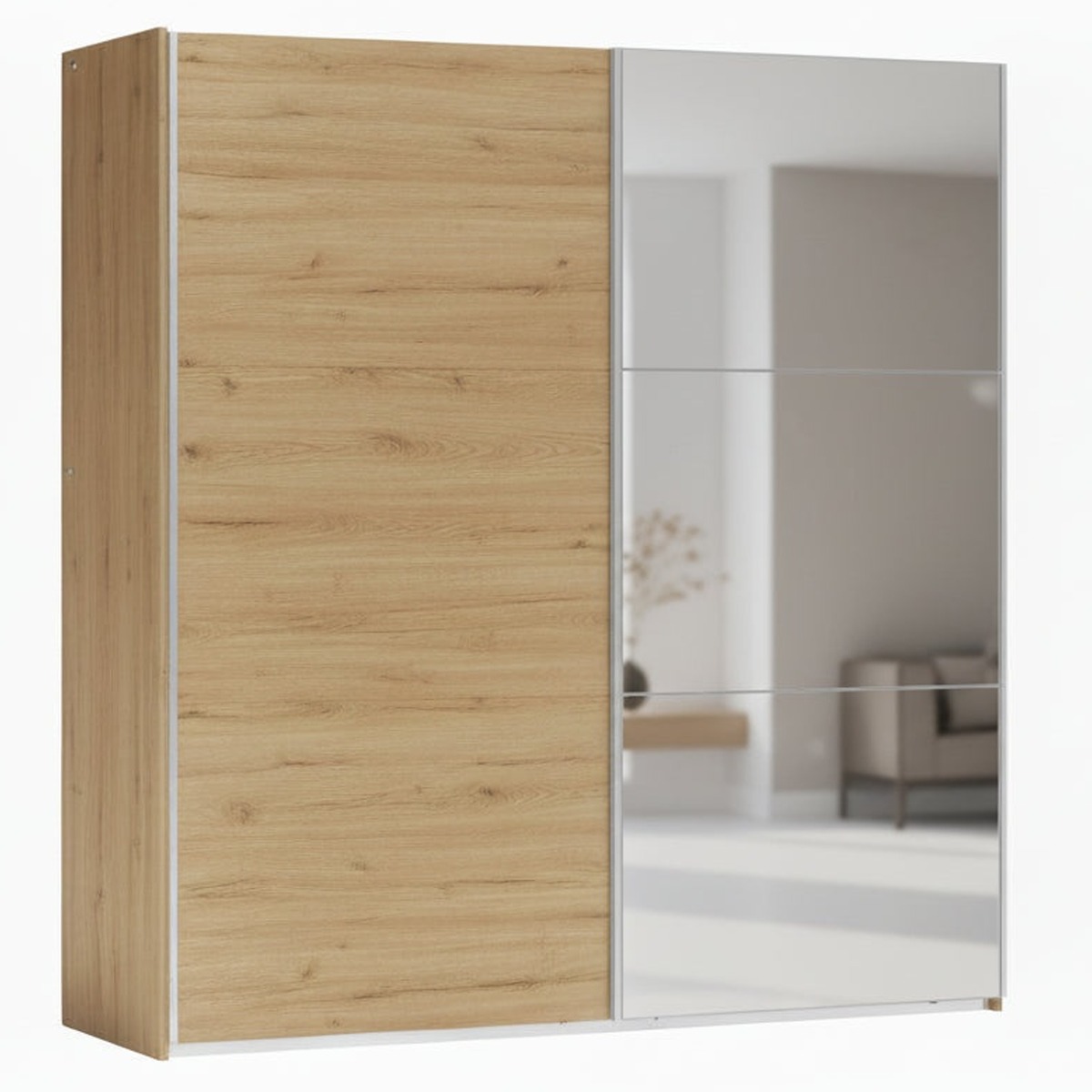 BORIS 2 Door Sliding Wardrobe Medium Oak - 200cm - Avellino & Wells