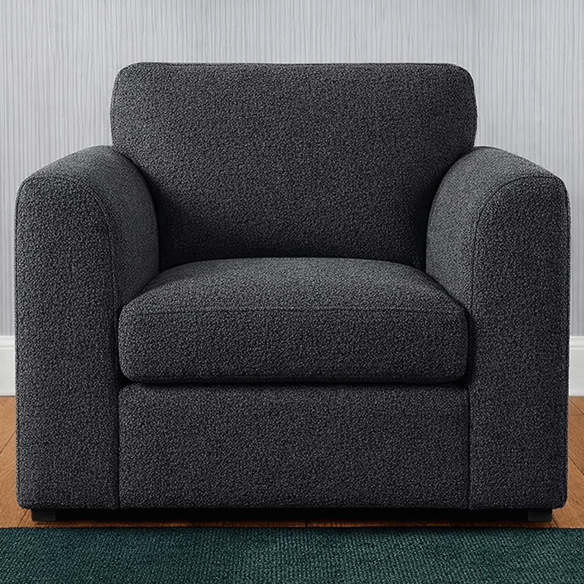 BELVANO Boucle Fabric Armchair - Slate Grey - Home Done